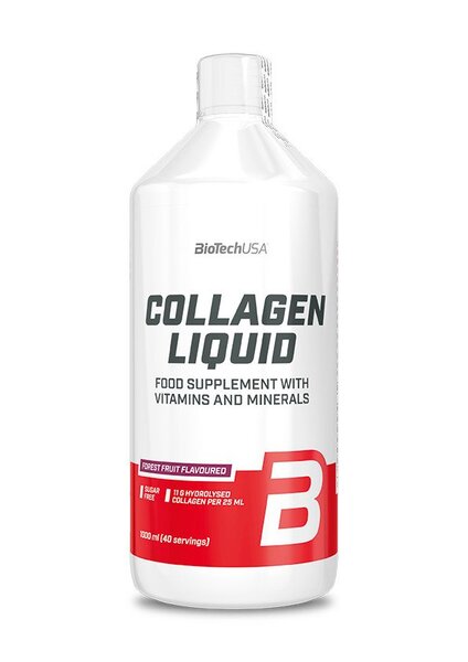 BioTechUSA Liquid Collagen Supplement - Forest Fruit Flavor, 1000ml | Supports Skin, Hair & Joint Health | Perfect for Daily Wellness & Anti-Aging Routine