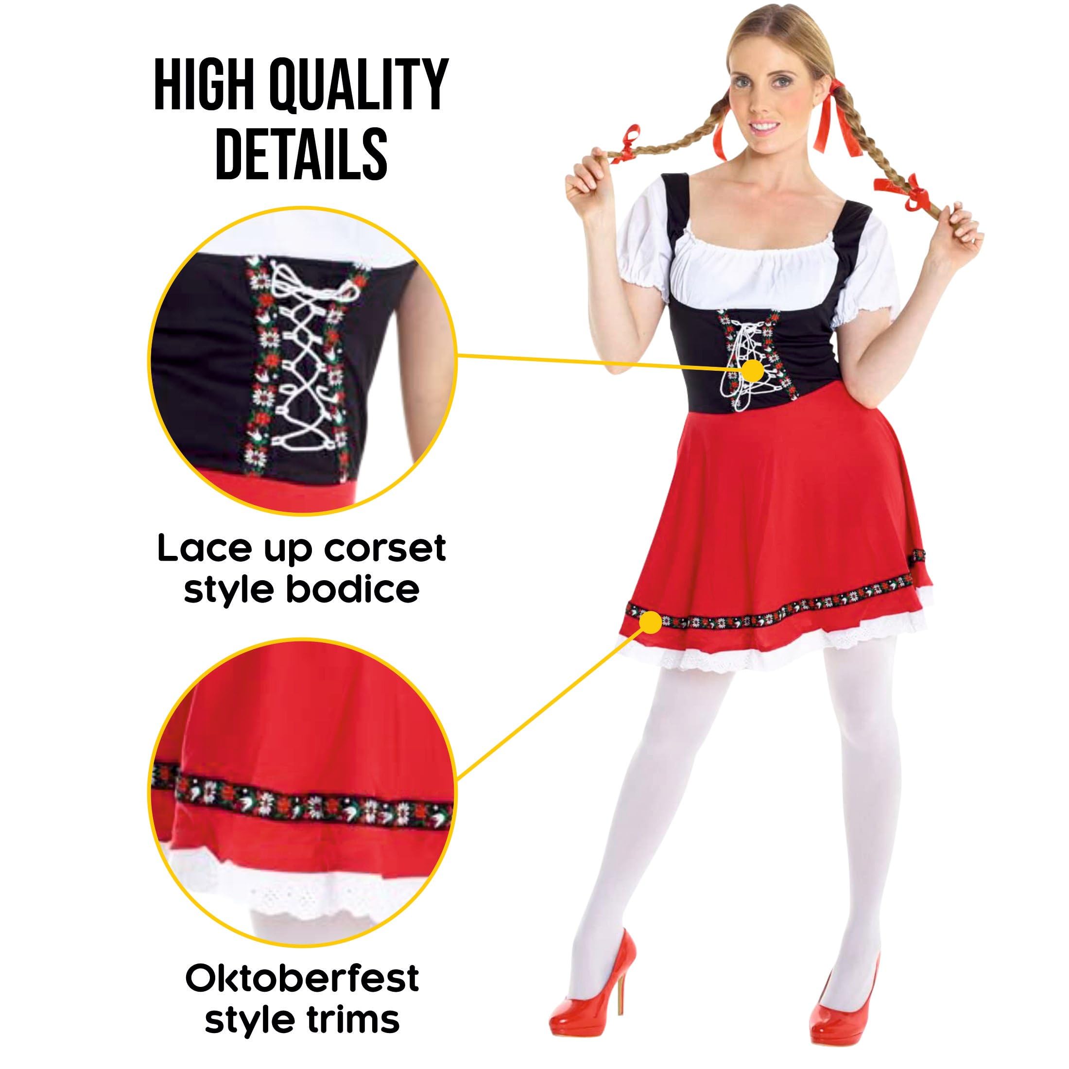 Authentic Women's Oktoberfest Dirndl Dress - Traditional Bavarian Costume for Oktoberfest, Carnival & Themed Parties - Sizes M, L, XL - Perfect for Festivals, Halloween & German Cultural Events