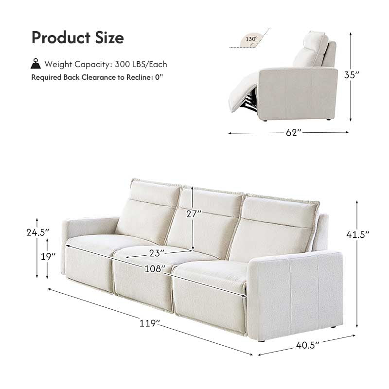 Essentia Power Reclining Corner Sofa - Easy Care Fabric Sectional Couch with USB Charging for Living Room, Home Theater & Family Room Comfort