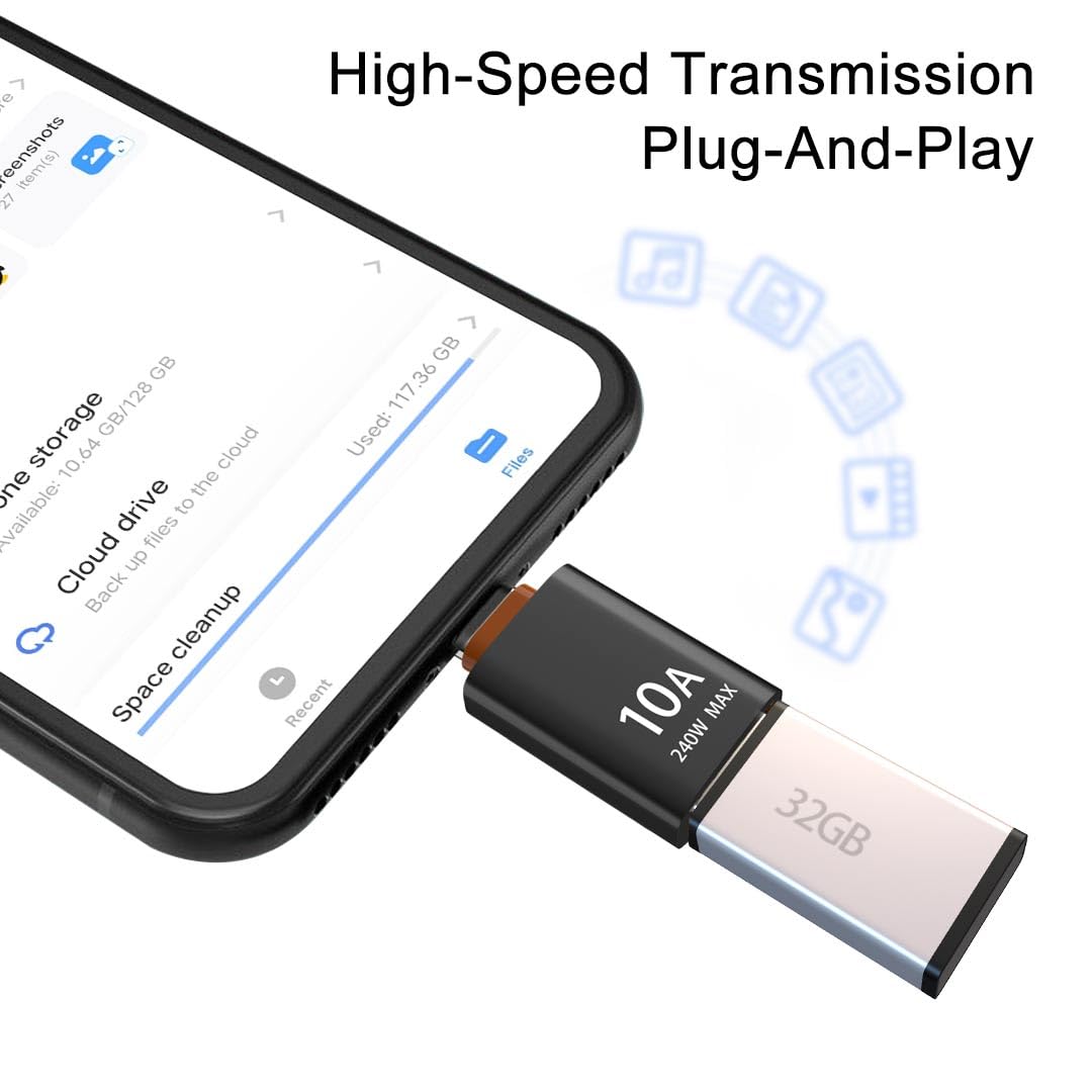 DHTtechky USB C to USB 3.2 Adapter 4-Pack - Type C Male to USB Female Converter - Fast Charging & Data Transfer - Compatible with MacBook, iPad, Samsung Galaxy - Portable Aluminum Design for Travel & Office Use