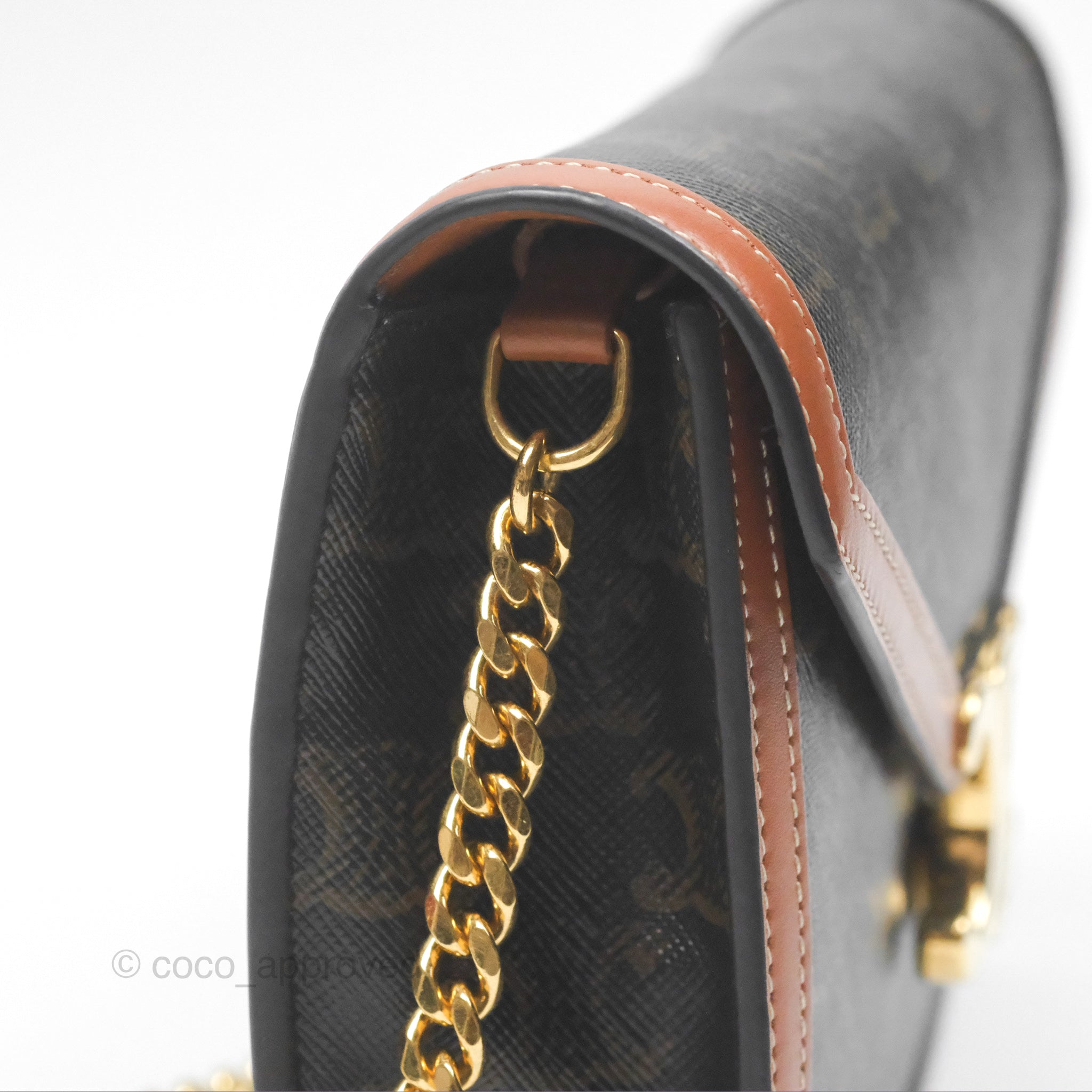 Celine Triomphe Wallet On Chain - Canvas & Tan Calfskin Crossbody Bag for Women | Perfect for Everyday Use, Date Night & Travel Accessories