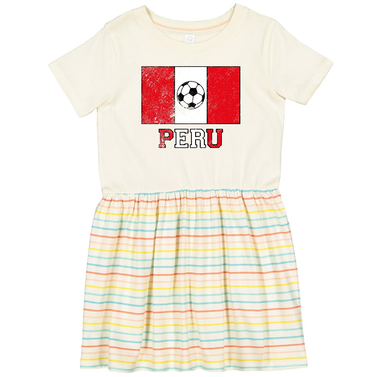Inktastic Peruvian Soccer Toddler Dress - Cute & Comfortable Girls' Football Outfit for Playdates, Birthday Parties & Game Day Events