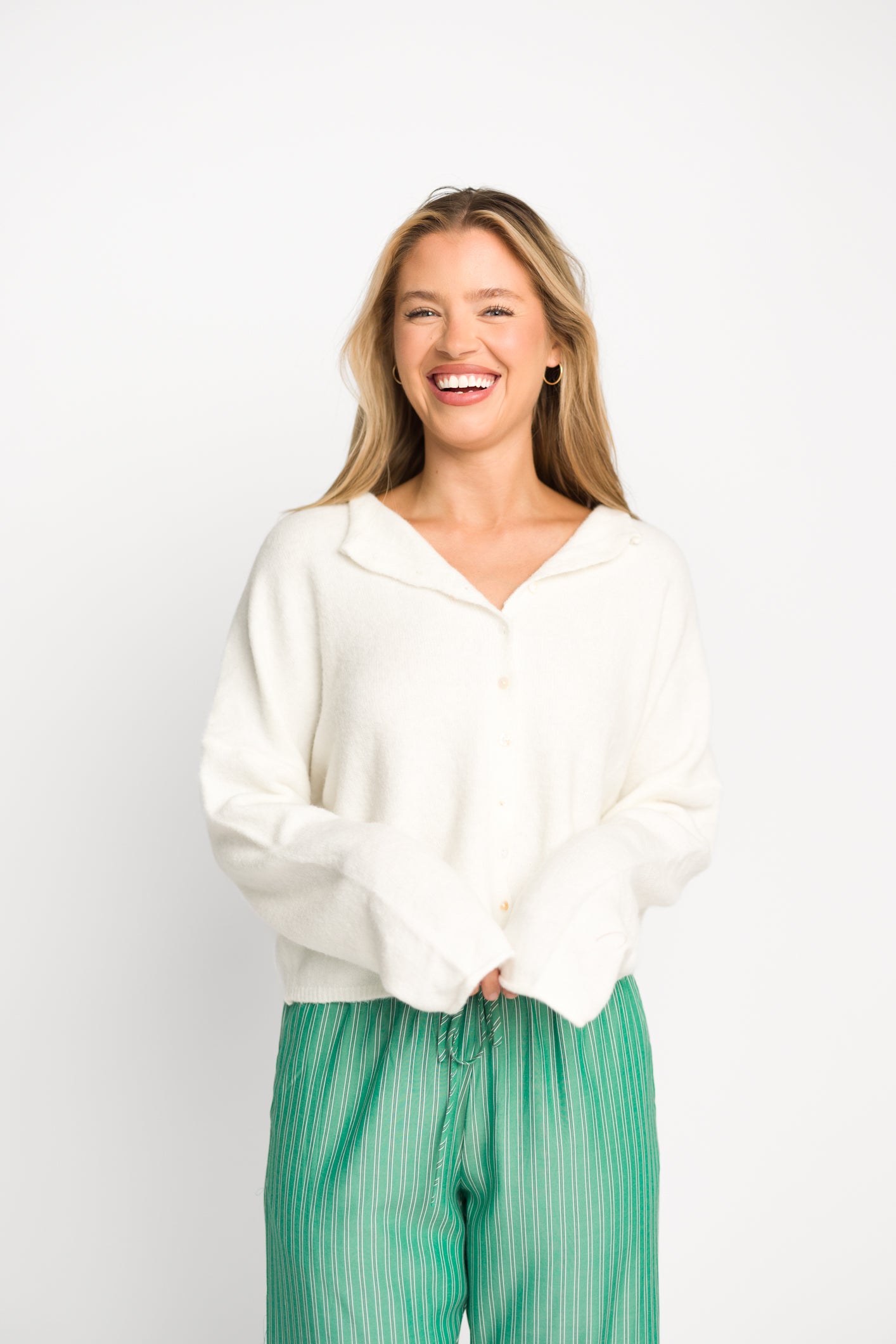 Piper Cardigan in Snow | Soft & Cozy Women's Knit Sweater | Perfect for Winter, Fall & Casual Outfits