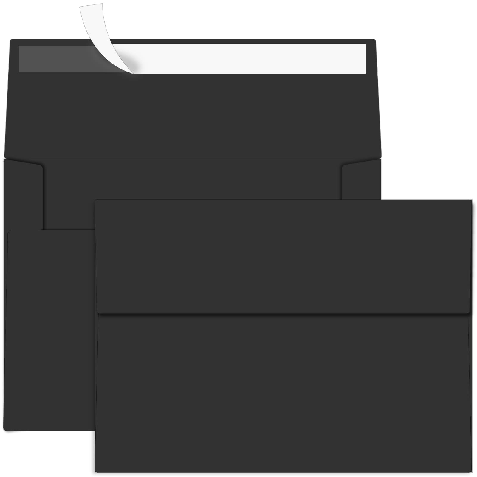 100 Pack Black 5x7 Envelopes, A7 Self Seal Invitation Envelopes for Wedding, Birthday, Baby Shower & Party Cards - Premium Quality Stationery for Greeting Cards, Invitations & Business Mailings