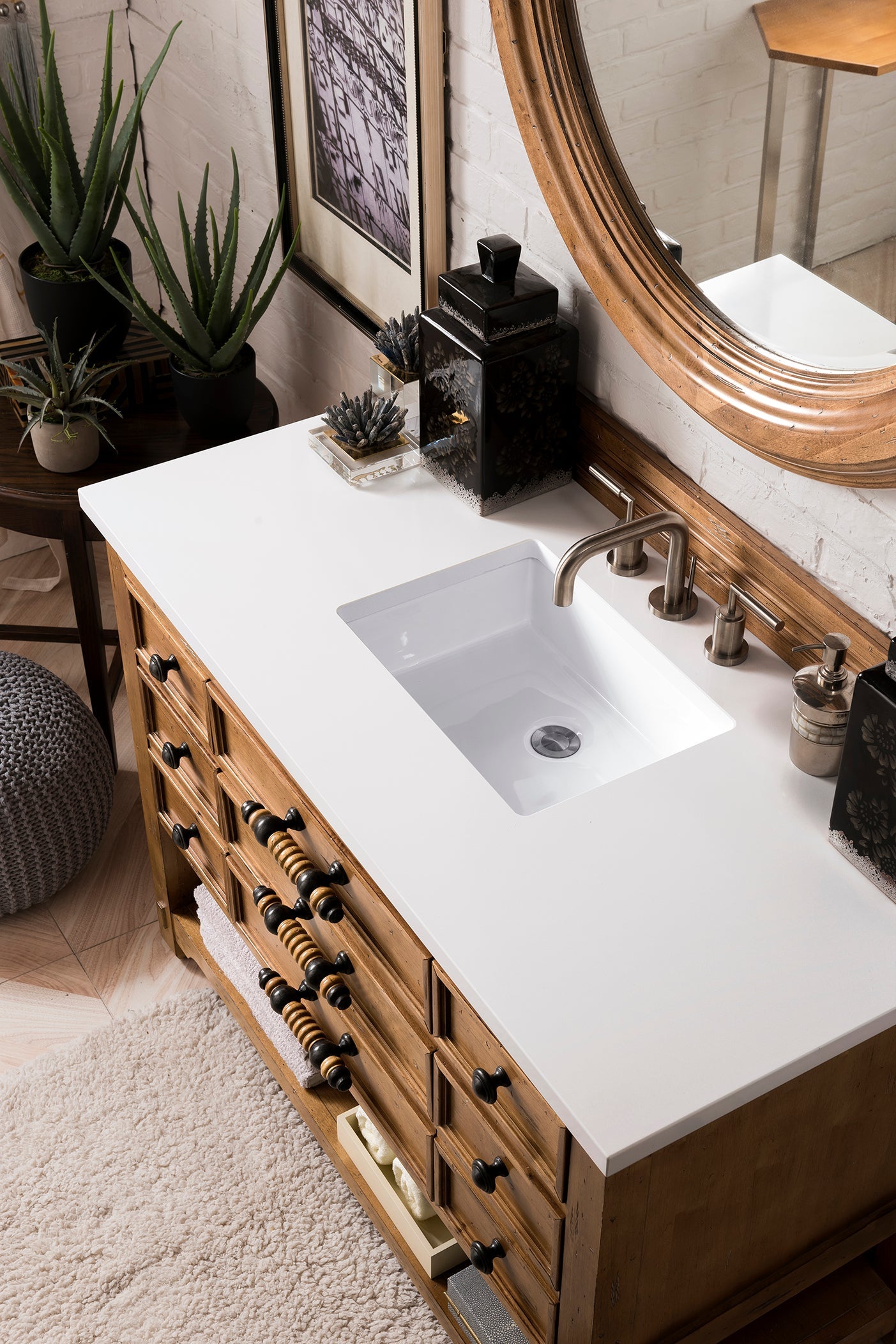 Malibu 48 Inch Single Bathroom Vanity Set with Honey Alder Wood Cabinet & 3CM Classic White Quartz Countertop - Perfect for Modern Master Bathrooms and Guest Bath Renovations