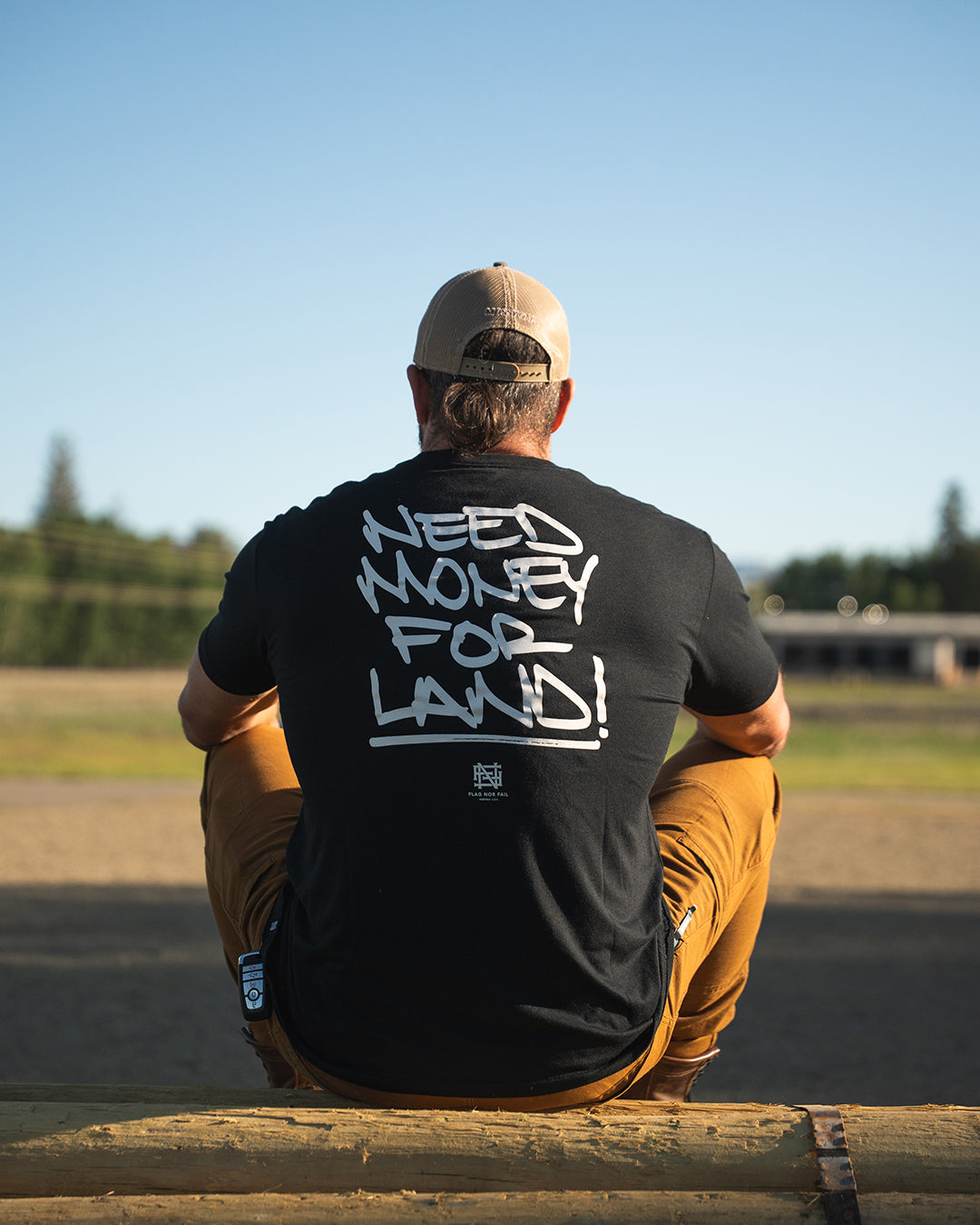 NEED MONEY FOR LAND Script Tee - Black Cotton Graphic T-Shirt for Streetwear & Urban Fashion | Casual Outfit Essential