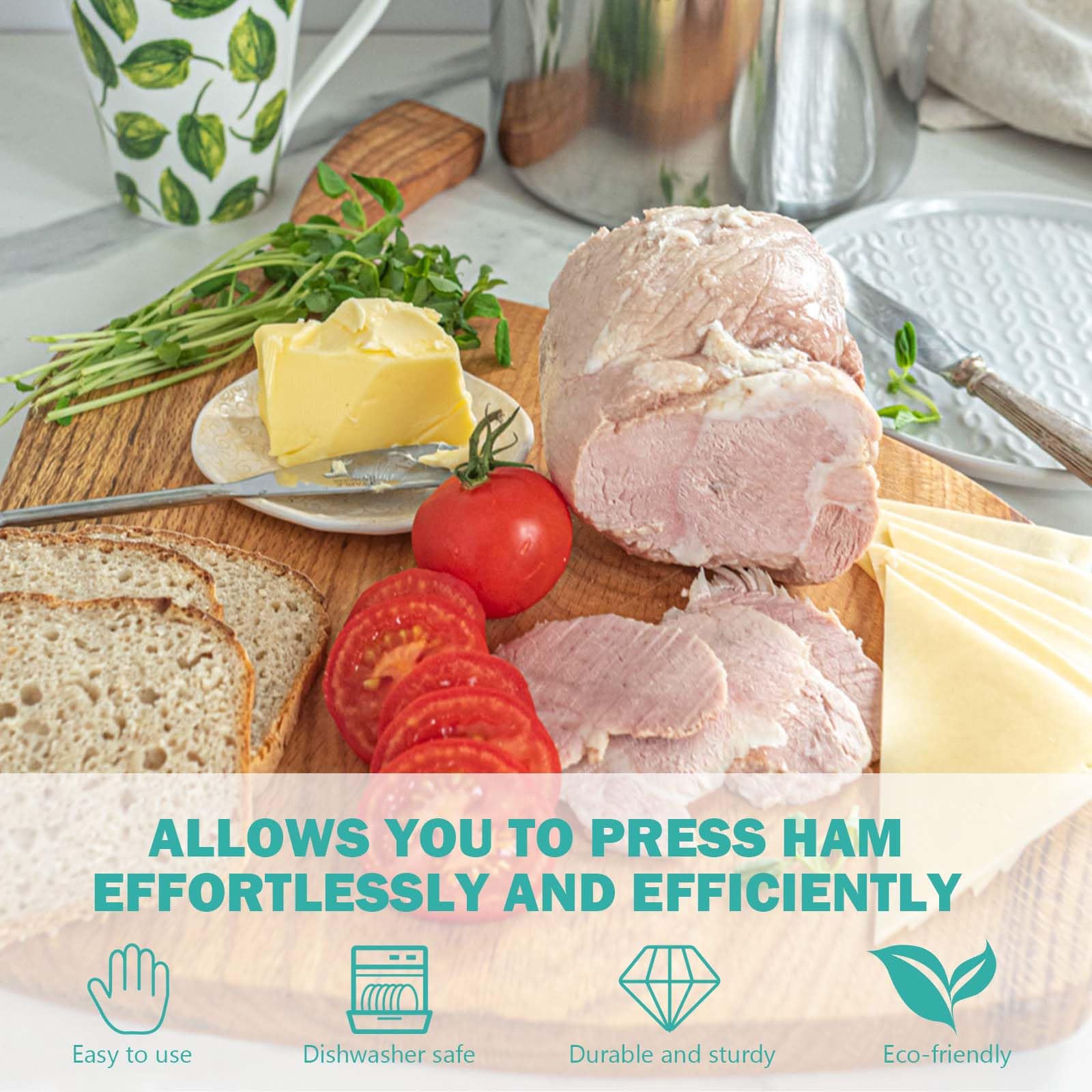 Stainless Steel Ham Press Maker with Thermometer - Deli Meat Press Mold for Homemade Lunch Meat, Sausage & Bacon - Perfect for Kitchen, BBQ, Camping & Meal Prep