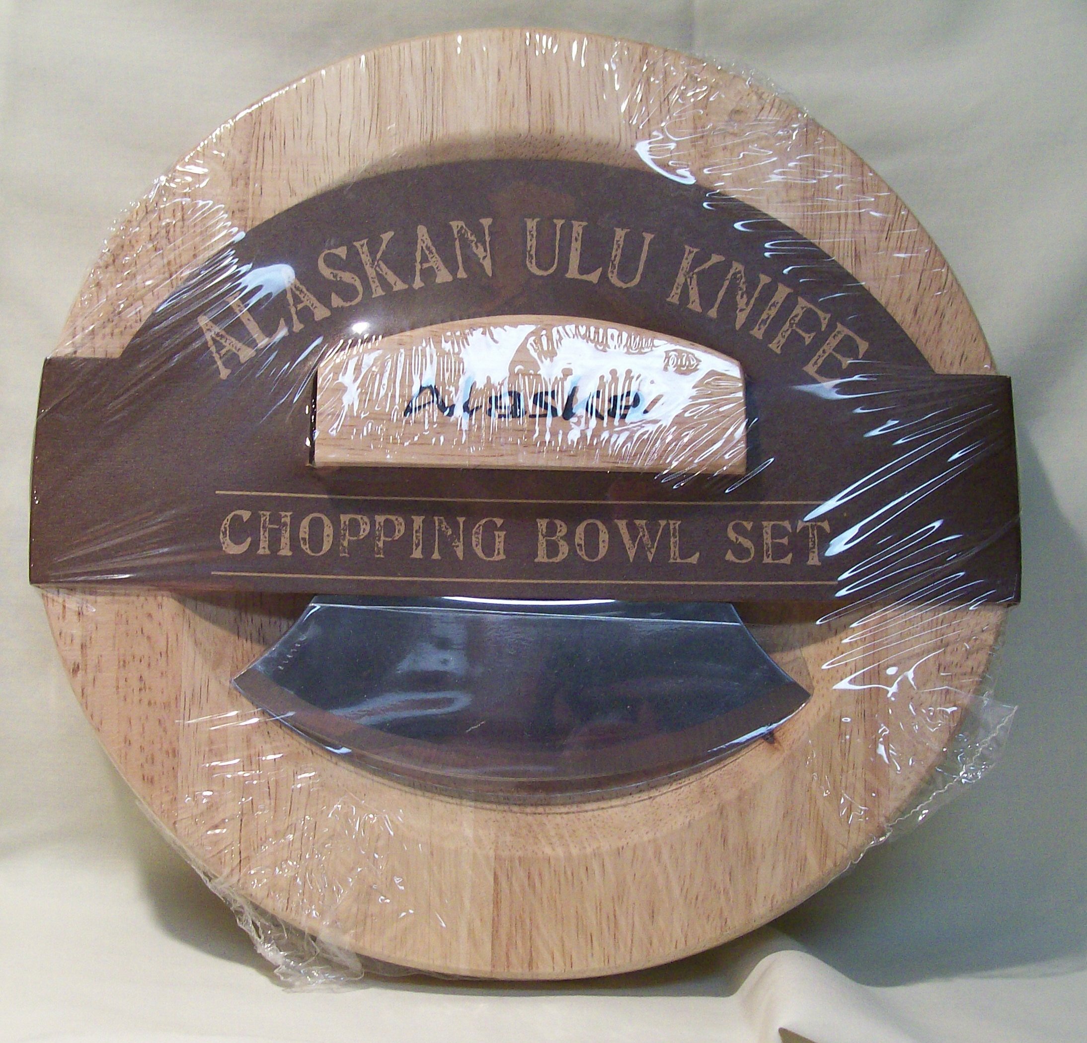 Premium Round Ulu Bowl with Ulu Knife Set - Authentic Alaskan Kitchenware for Chopping, Slicing & Food Prep - Perfect for Vegetables, Herbs & Traditional Native Cooking