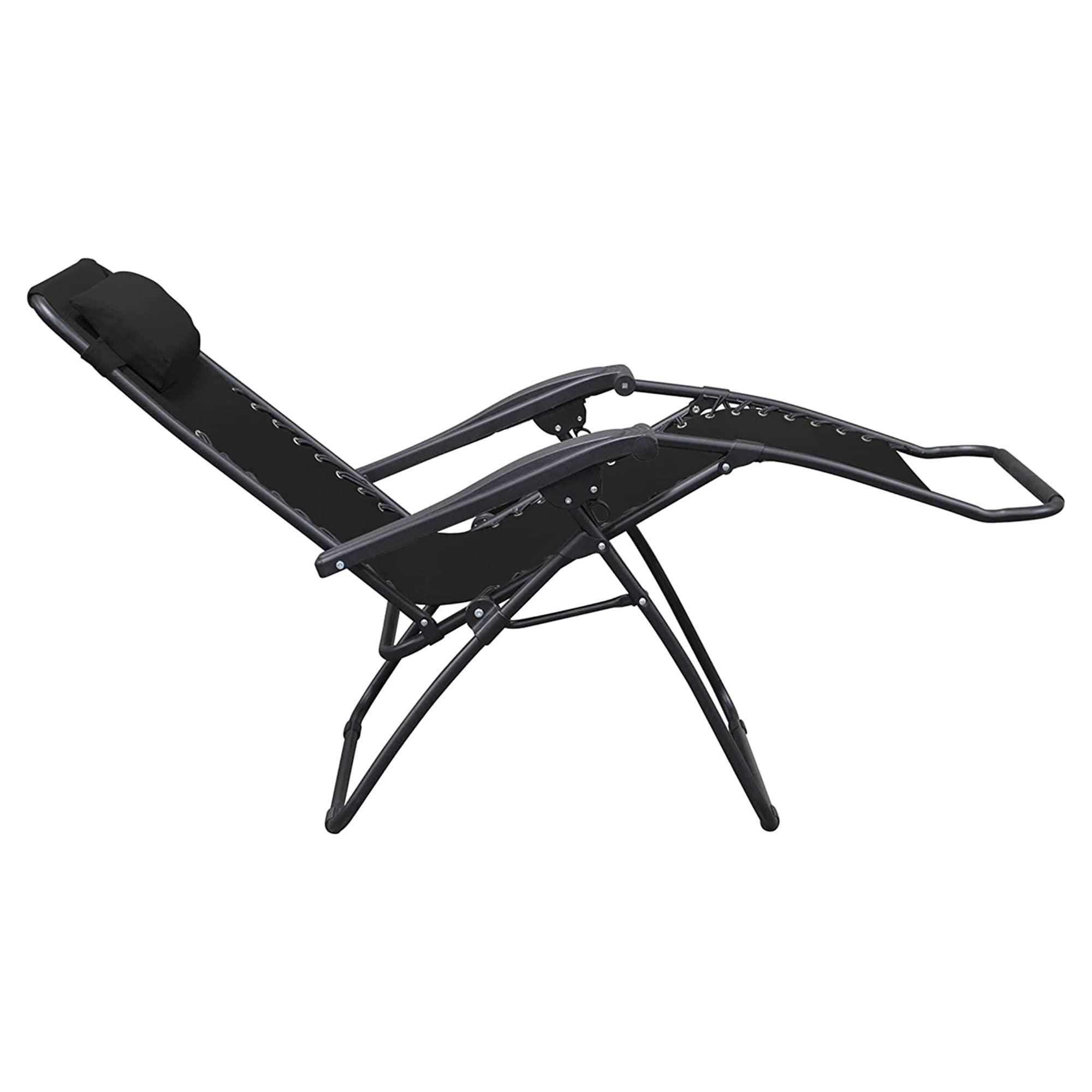 **Adjustable Zero Gravity Folding Camping Chair with Headrest - Portable Outdoor Lounge Chair for Patio, Lawn, Deck & Backyard (Pair, Black) - Perfect for Relaxing, Sunbathing & Camping Trips**