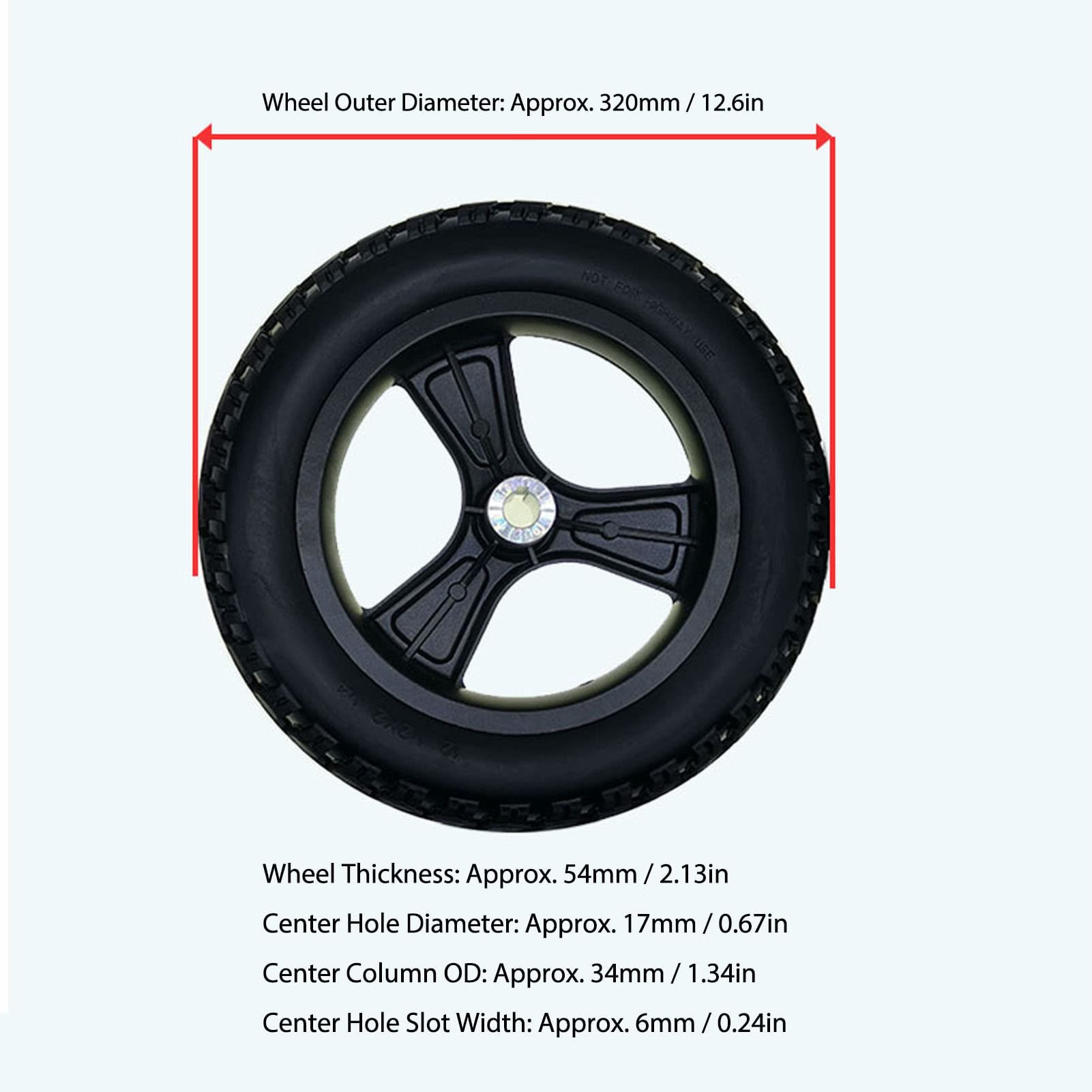 Premium 320mm / 12.6in PU Alloy Steel Anti-Explosion Electric Wheelchair Rear Wheels - Durable Replacement Wheels for Enhanced Mobility & Safety - Perfect for Indoor/Outdoor Use, Hospitals, and Home Care
