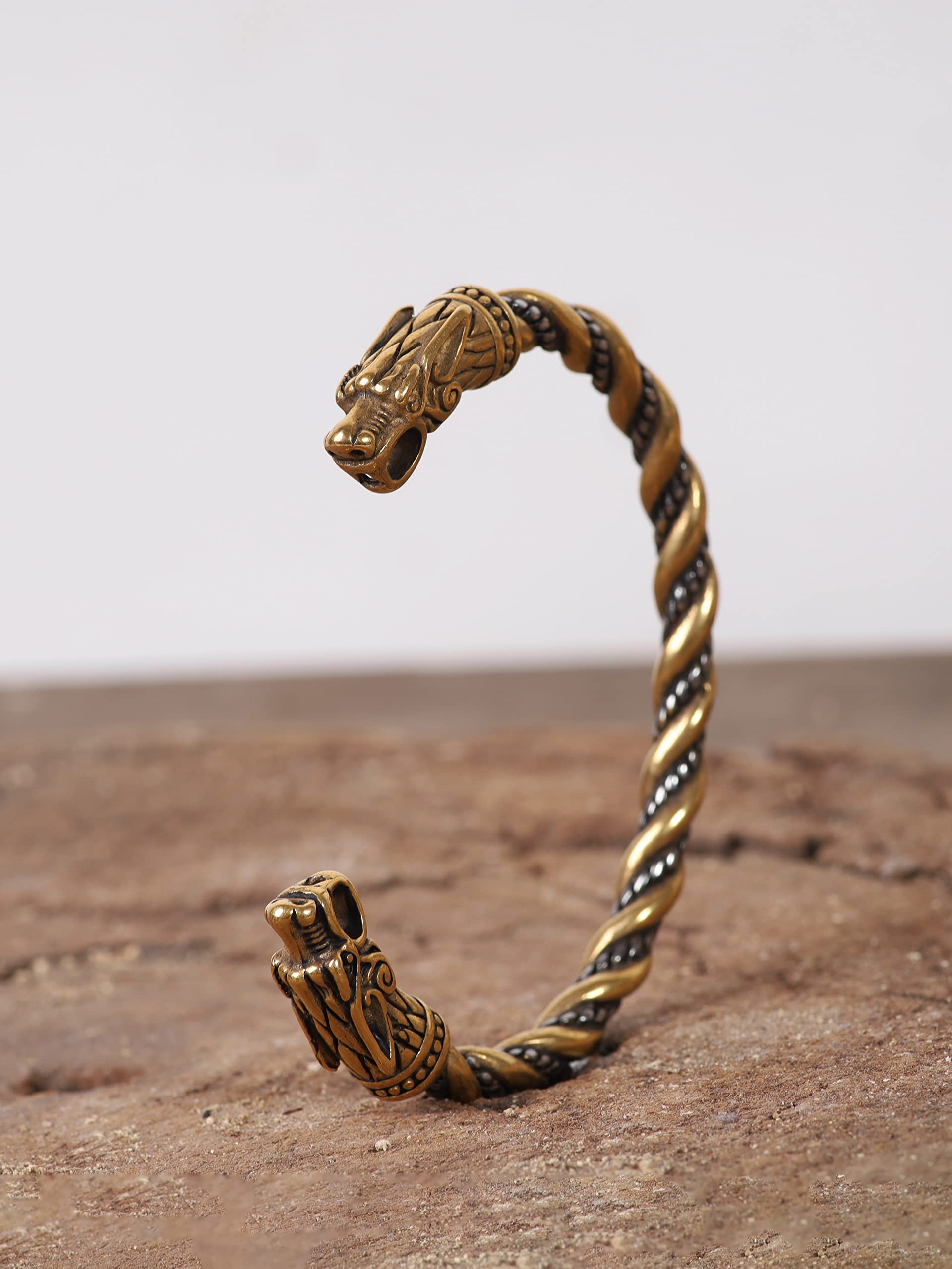 HAQUIL Stainless Steel Viking Twisted Cuff Bracelet - Norse Arm Ring for Men, Viking Jewelry Gift for Him - Perfect for Medieval Reenactments, Viking Cosplay & Norse Style Accessories