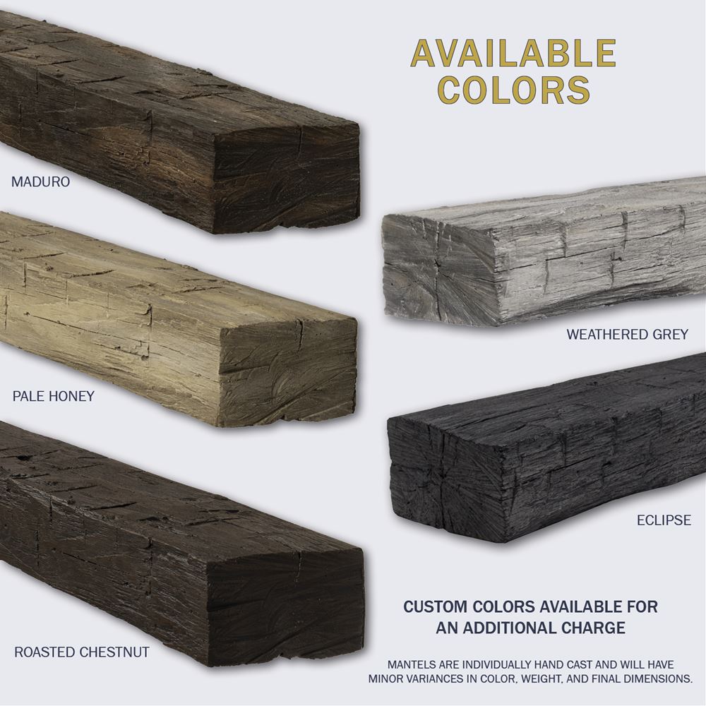 Lexington Hearth Hayloft Beam Concrete Faux Wood Mantel Shelf - Rustic Fireplace Mantel for Living Room, Bedroom & Home Decor