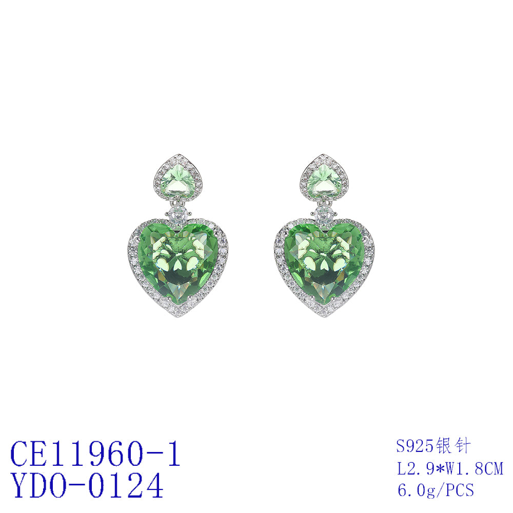 Heart-Shaped Cubic Zirconia Dangle Earrings for Women - Elegant Wedding Jewelry & Bridal Accessories - Perfect for Brides, Prom, Anniversary Gifts & Special Occasions