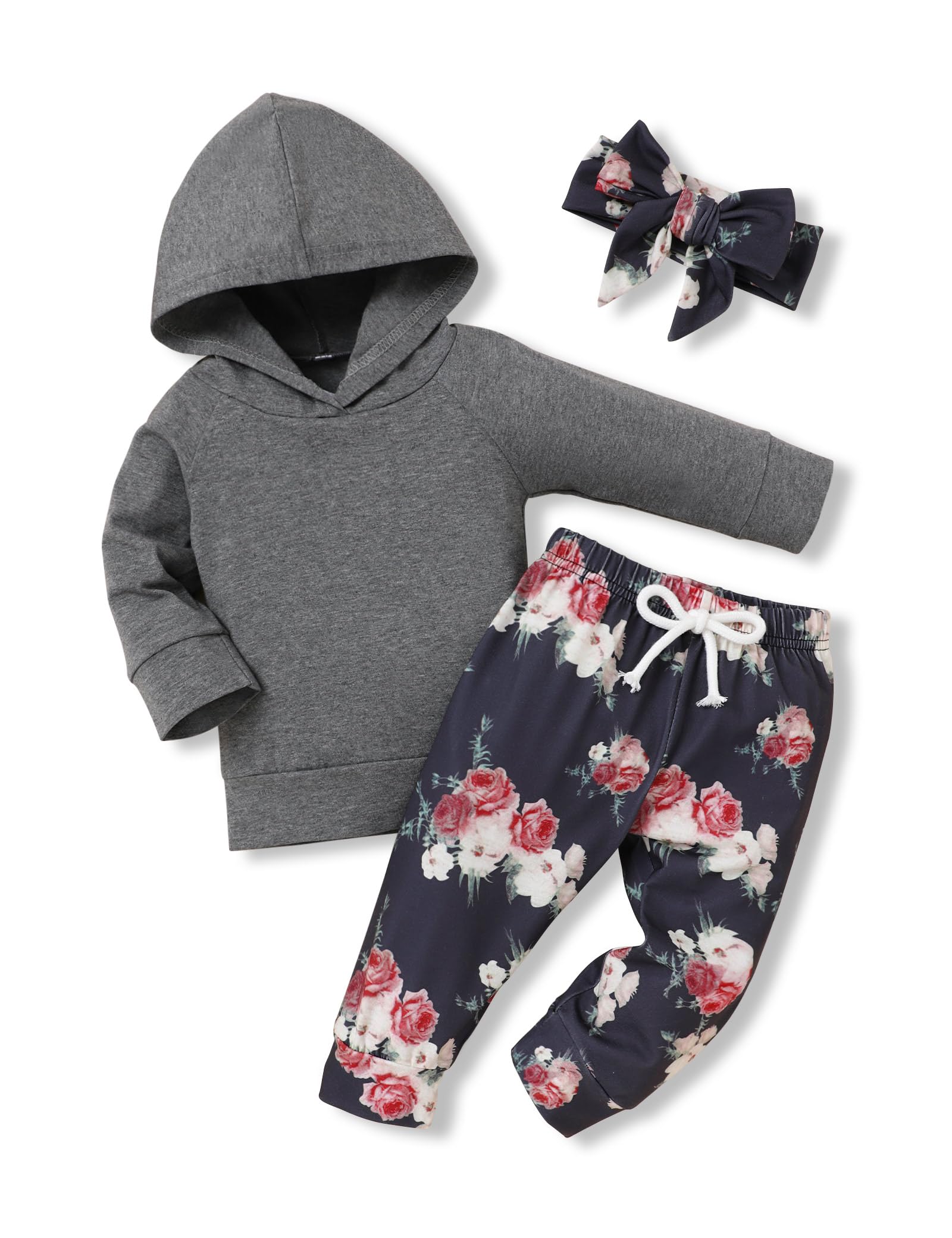 Baby Girl Outfit Set - Toddler Long Sleeve Sweatshirt & Floral Pants | Fall Clothes for Girls | Playdate & Family Photo Outfits
