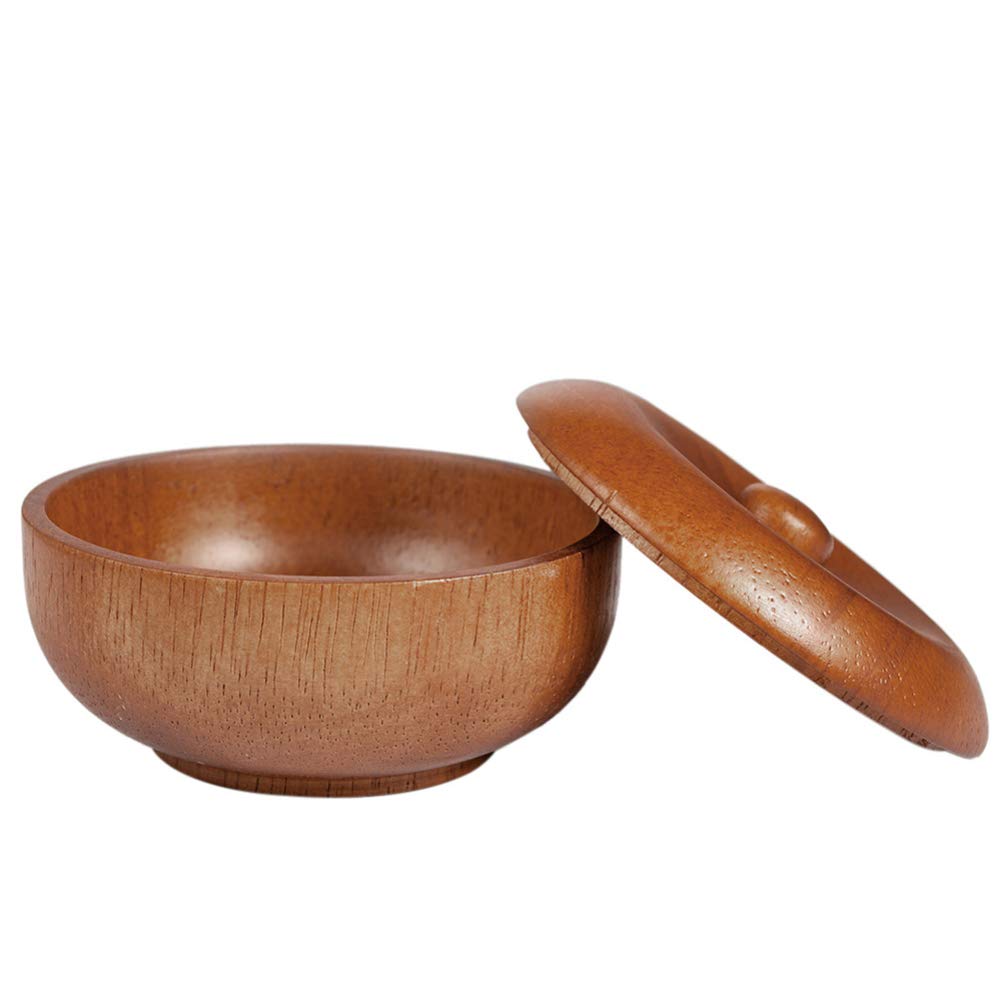 EXCEART Premium Teak Wood Shaving Bowl with Lid - Men's Shaving Soap & Cream Bowl for Wet Shaving, Grooming Essentials, and Bathroom Decor