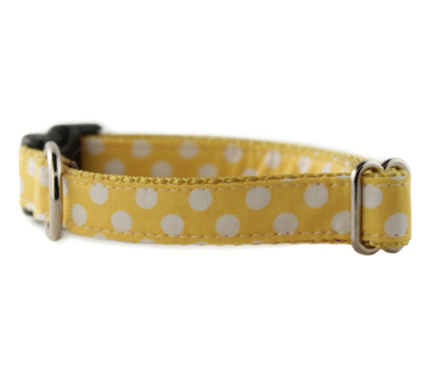 Polka Dot Dog Collar - Yellow & White for Stylish Pets - Outdoor & Indoor Use