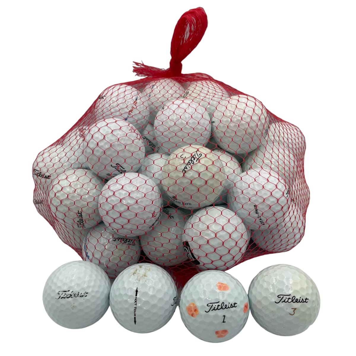 Titleist 3A Grade Used Golf Balls - 50 Pack Premium Recycled Golf Balls for Practice & Training | Perfect for Driving Range, Backyard Practice & Beginners