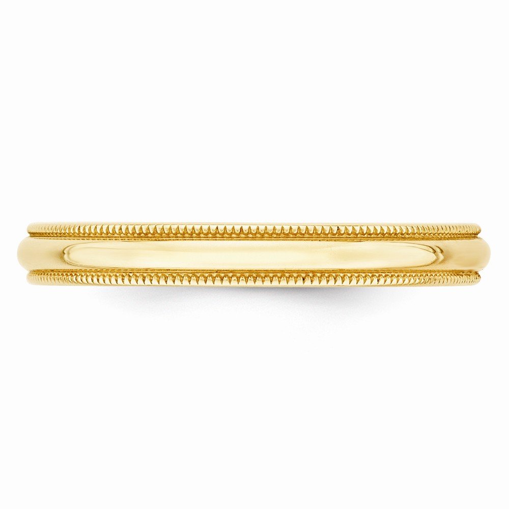 14K Yellow Gold 3mm Milgrain Dome Wedding Band Ring for Women - Classic Plain Wedding Ring for Brides, Engagement, Anniversary & Everyday Jewelry