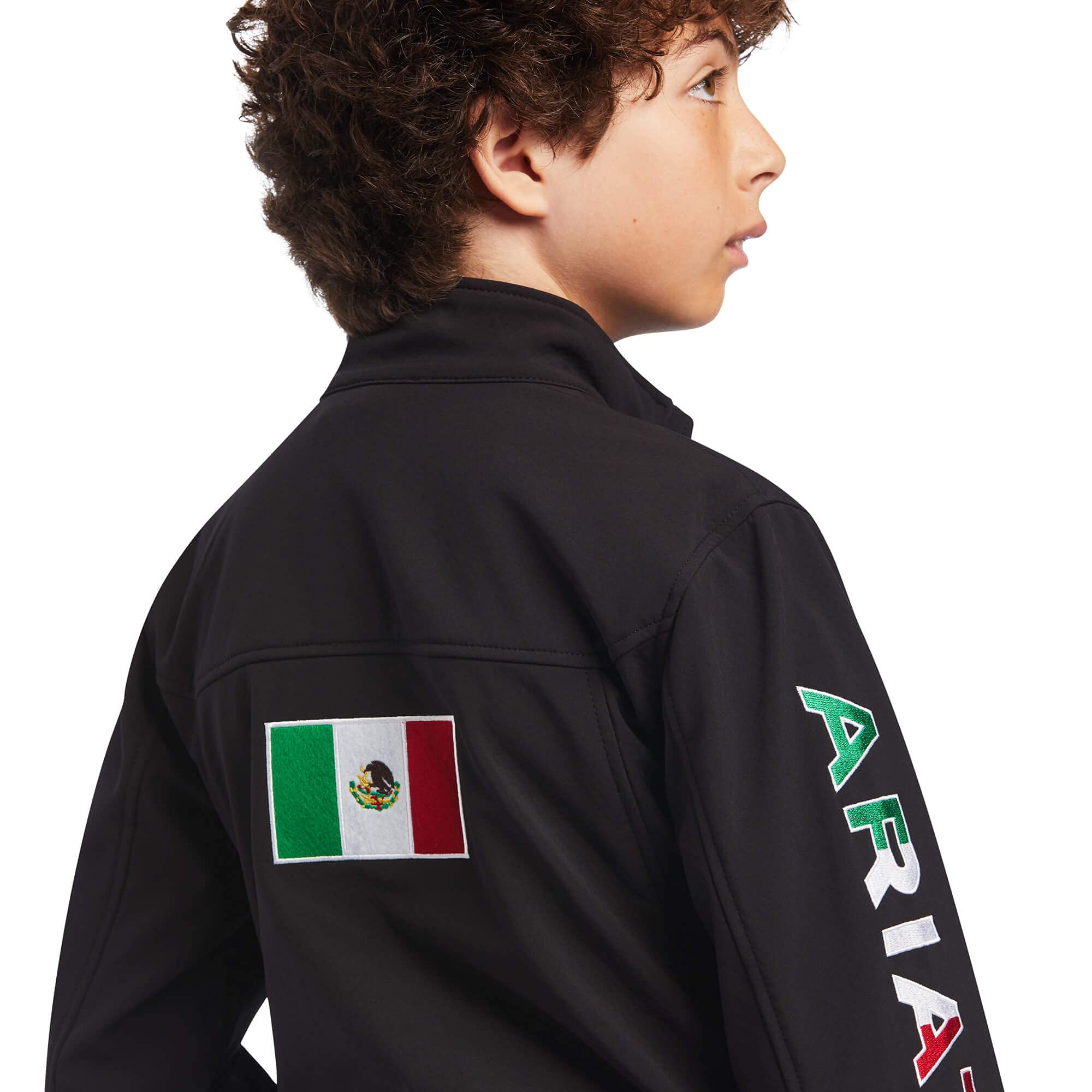 ARIAT Unisex Youth Team Softshell Mexico Water Resistant Jacket - Lightweight Windproof Outerwear for Hiking, Camping & Outdoor Activities