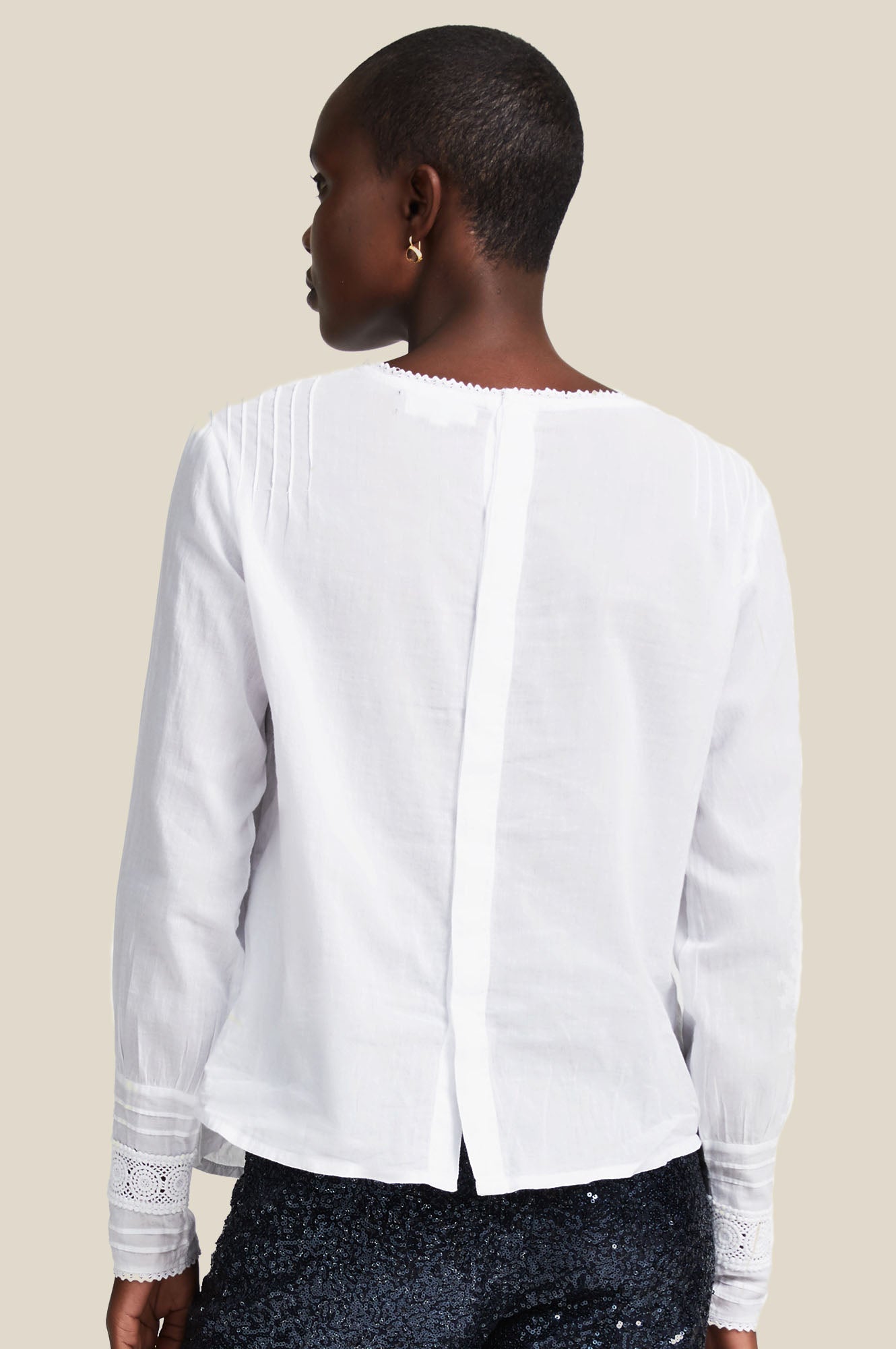 Gina Frill Dobby Blouse for Women - Elegant White Blouse with Ruffles | Perfect for Office Wear, Date Night & Spring Outfits