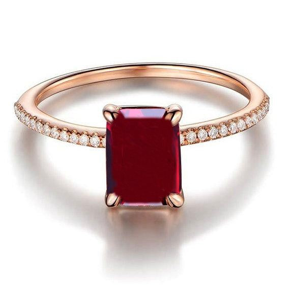 1.25 Carat Red Ruby & Moissanite Diamond Engagement Ring - 10k Rose Gold Wedding Band for Women - Perfect for Proposals, Anniversaries & Special Occasions