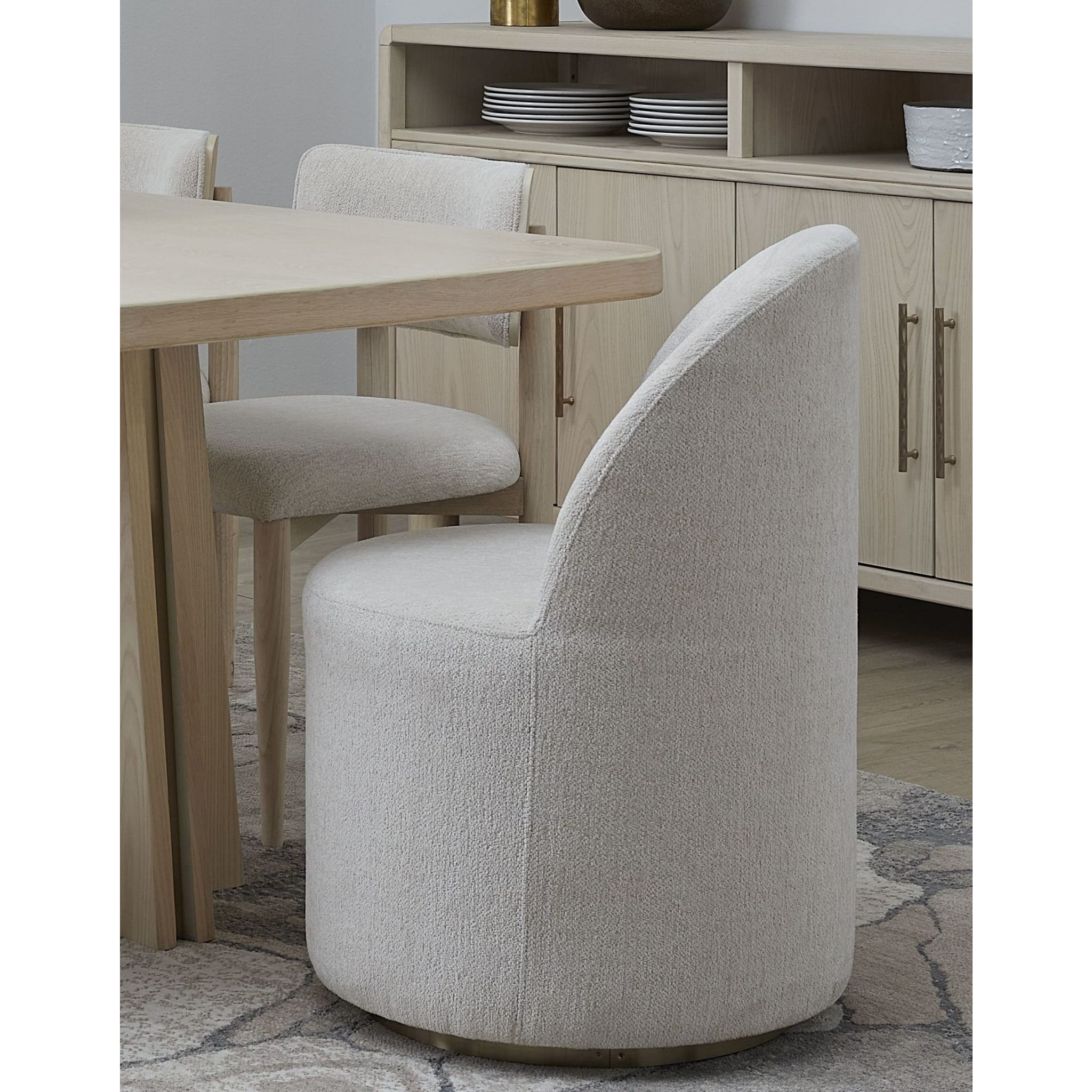 Zinnia Fully Upholstered Swivel Chair in Dune Chenille - Modern Accent Chair for Living Room, Office & Lounge - 360° Rotating Comfortable Seating
