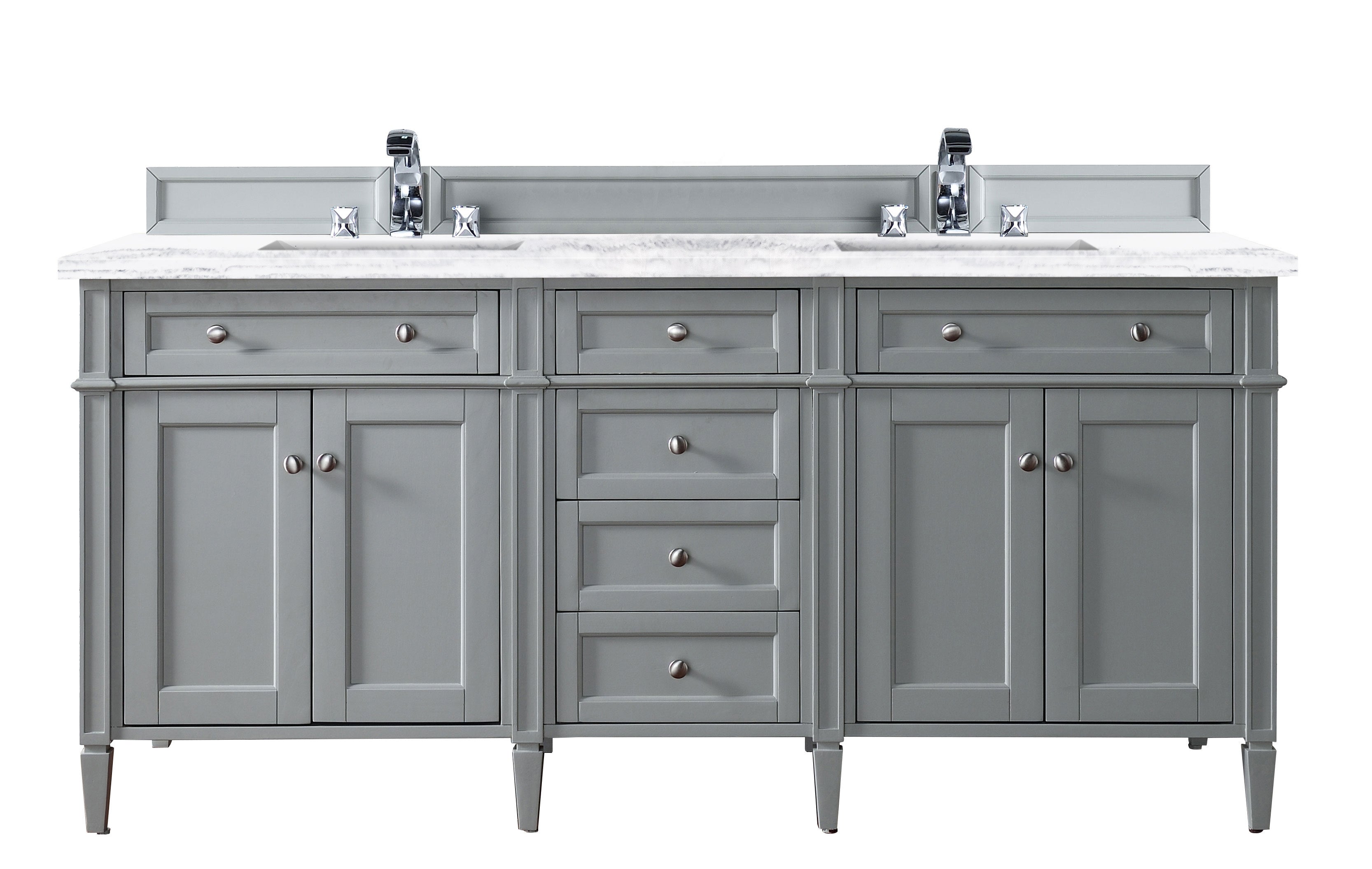 Brittany 72 Inch Urban Gray Double Bathroom Vanity with 3CM Arctic Fall Solid Surface Countertop - Perfect for Master Bathroom & Guest Bath Remodeling