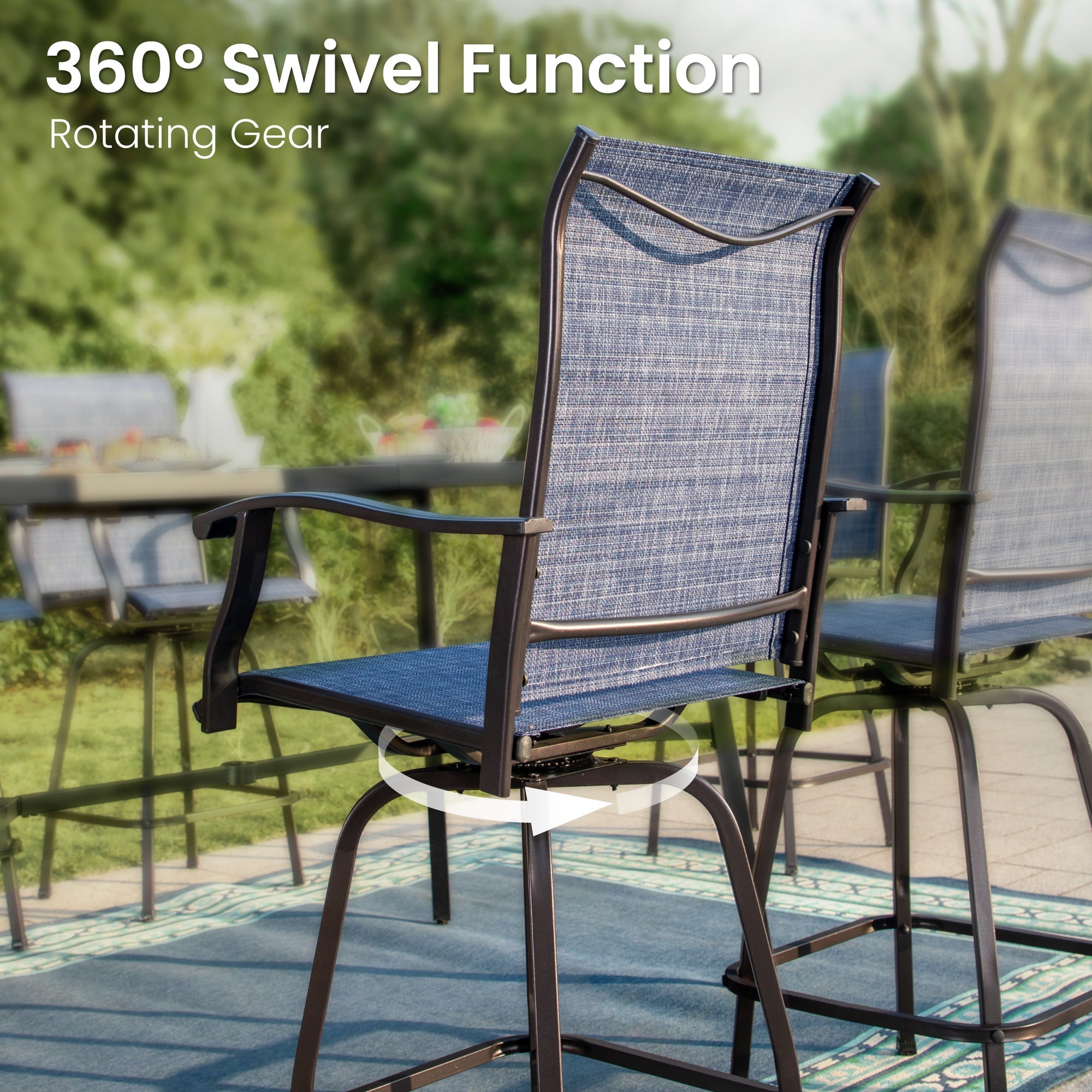 Sophia & William 5-Piece or 7-Piece Swivel Bar Stool Set - Modern Denim Blue and Gray Counter Height Stools for Kitchen Island, Breakfast Bar & Home Decor
