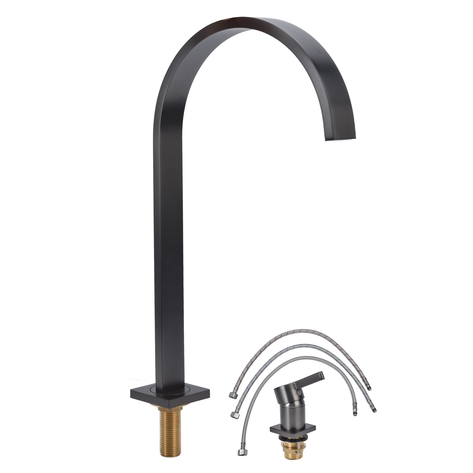 Modern Single Handle Kitchen Faucet - G1/2 Copper Bathroom Sink Faucet with Hot & Cold Water Pipes - Nordic Style Vessel Lavatory Tap for Bathroom, Kitchen, and Wash Basin Renovation