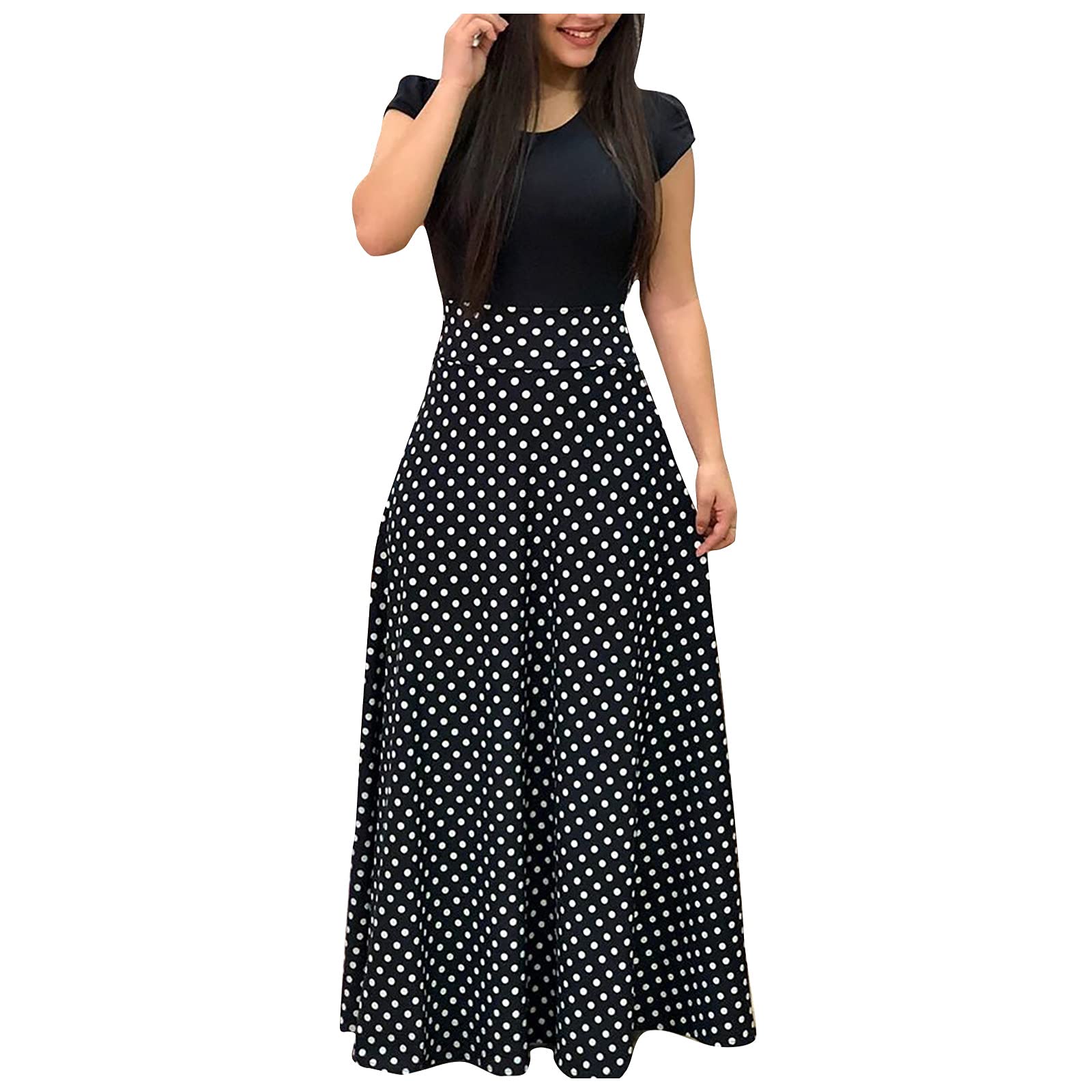 2024 Women's Summer Dresses - Floral Printed Short Sleeve Formal Graduation Dress Plus Size | Perfect for Beach Vacations, Garden Parties & Special Occasions