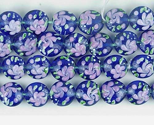 8mm Lampwork Glass Wildflower Lentil Beads for Jewelry Making - DIY Bracelet & Necklace Supplies - Handmade Craft Beads for Boho, Wedding & Everyday Jewelry Designs