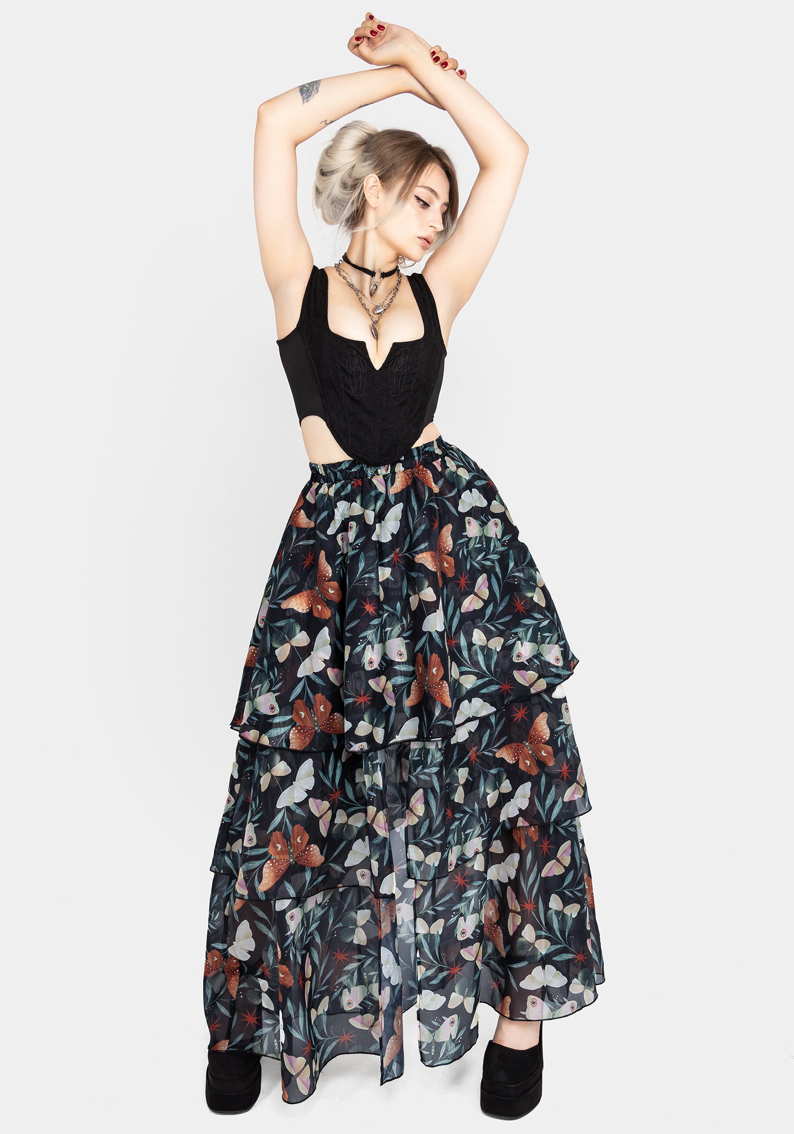 Elegant Mariposa Split Tiered Organza Skirt for Women - Perfect for Weddings, Parties & Special Occasions