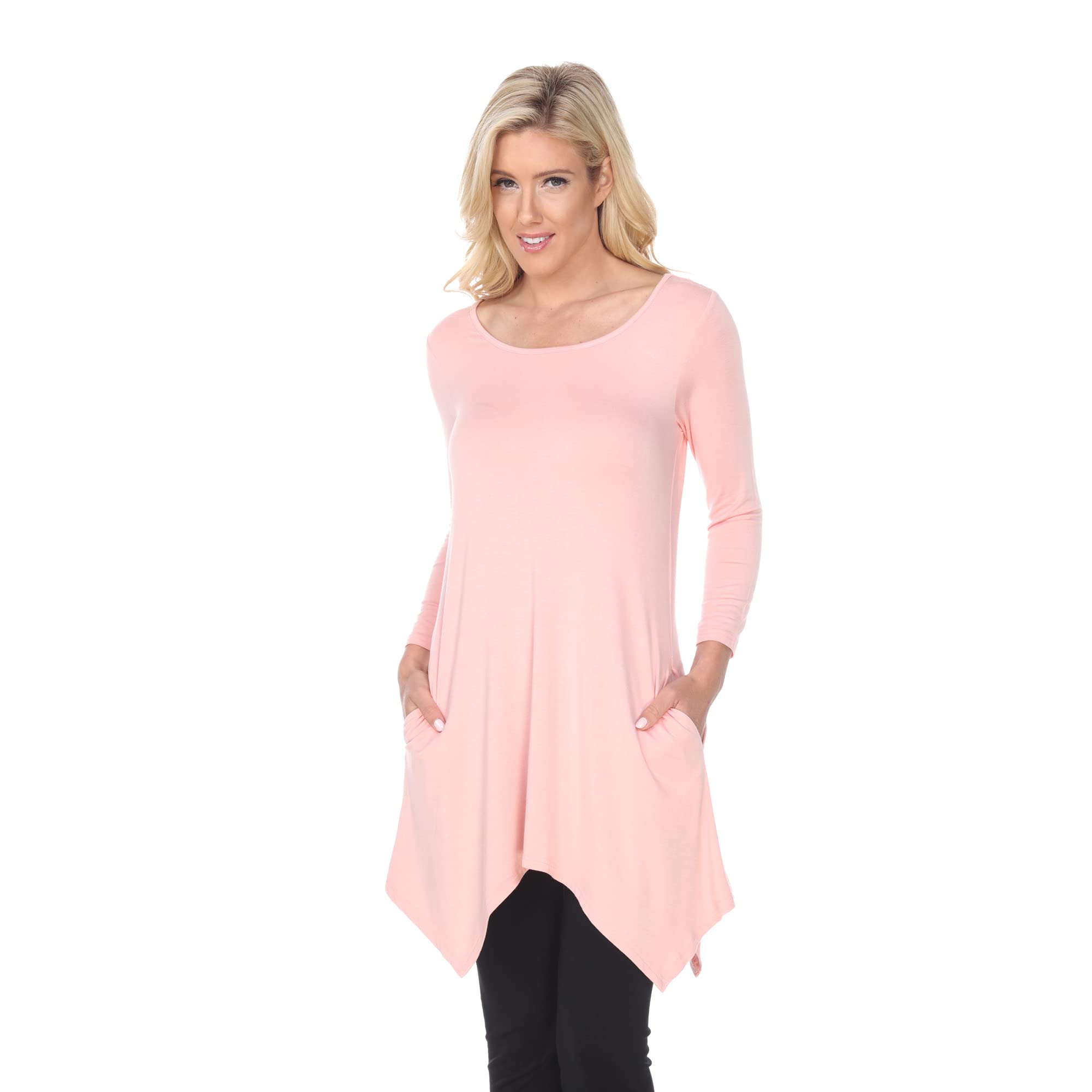 Makayla Tunic Top for Women - Coral Pink Flowy Blouse | Casual & Dressy Tunic Shirt for Work, Date Night & Everyday Wear