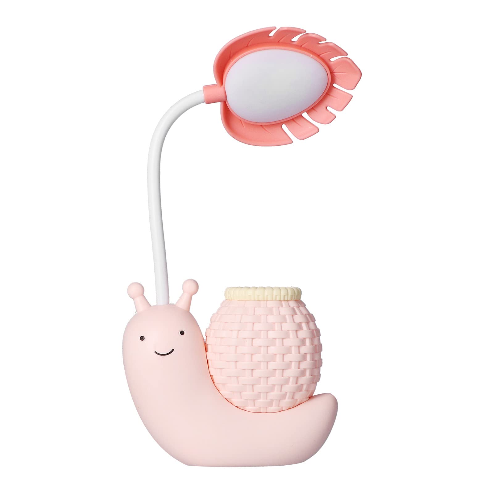 Garosa LED Desk Lamp with Pen Holder - Cute Cartoon Snail Table Lamp, USB Charging, Adjustable Gooseneck, 0.6~3W Warm White Light for Kids & Students - Perfect for Study, Reading, and Night Light Use