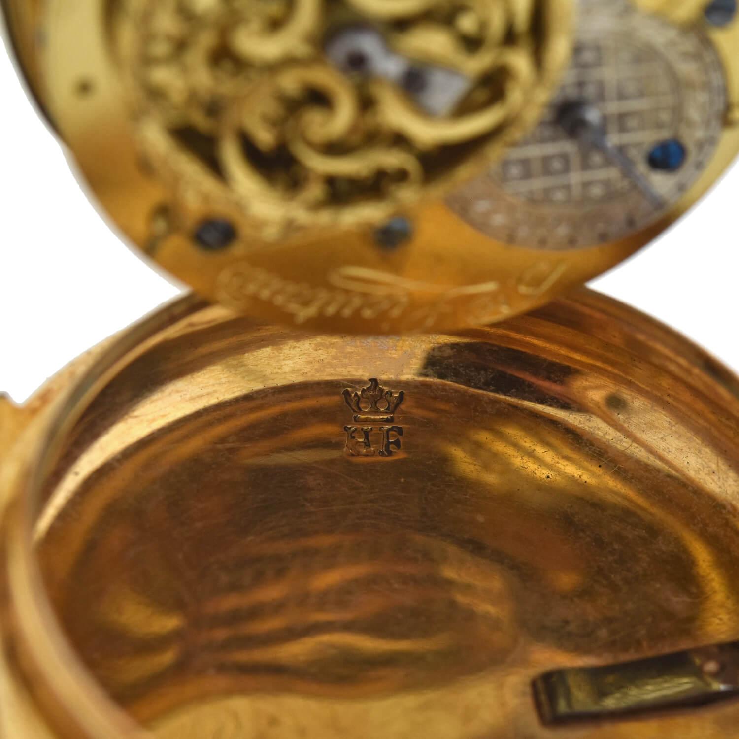 18K Gold Diamond Pocket Watch - HONNORE LIEUTAUD of MARSEILLE Georgian Style | Luxury Antique Timepiece for Collectors, Gifts & Special Occasions