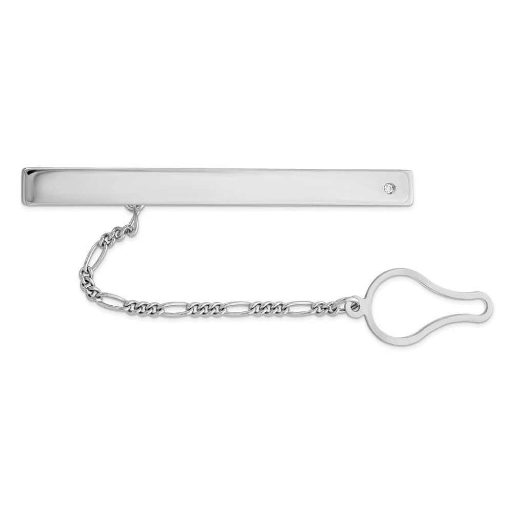 Elegant Sterling Silver Rhodium-Plated CZ Tie Clip for Men - Perfect Gift for Anniversary, Birthday & Formal Events | Wedding, Office & Special Occasions