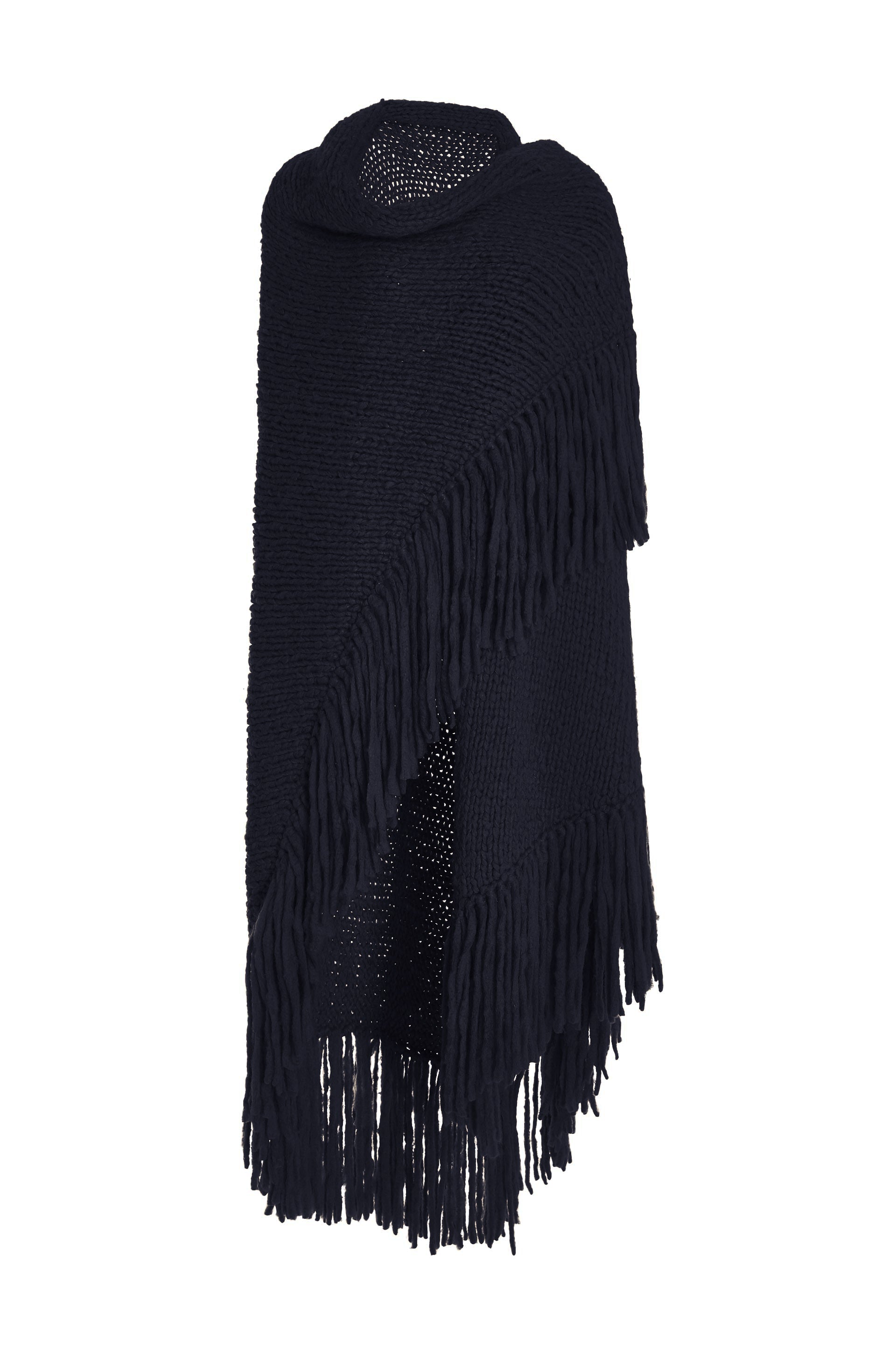 Lauren Knit Wrap in Dark Navy Welfat Cashmere - Soft & Warm Women's Winter Shawl Scarf for Office, Travel & Casual Outfits