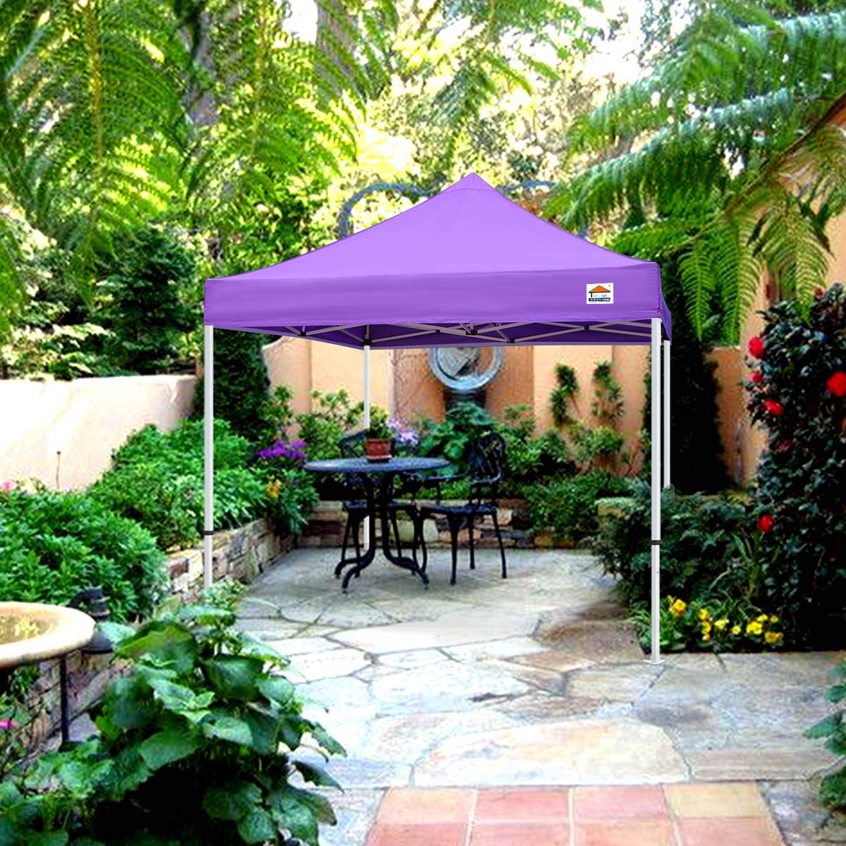 10'x10' Heavy Duty Pop Up Canopy Tent - Commercial Instant Shelter with Carrying Bag & 4 Sand Bags (Purple) - Perfect for Outdoor Events, Farmers Markets, Beach Parties and Camping