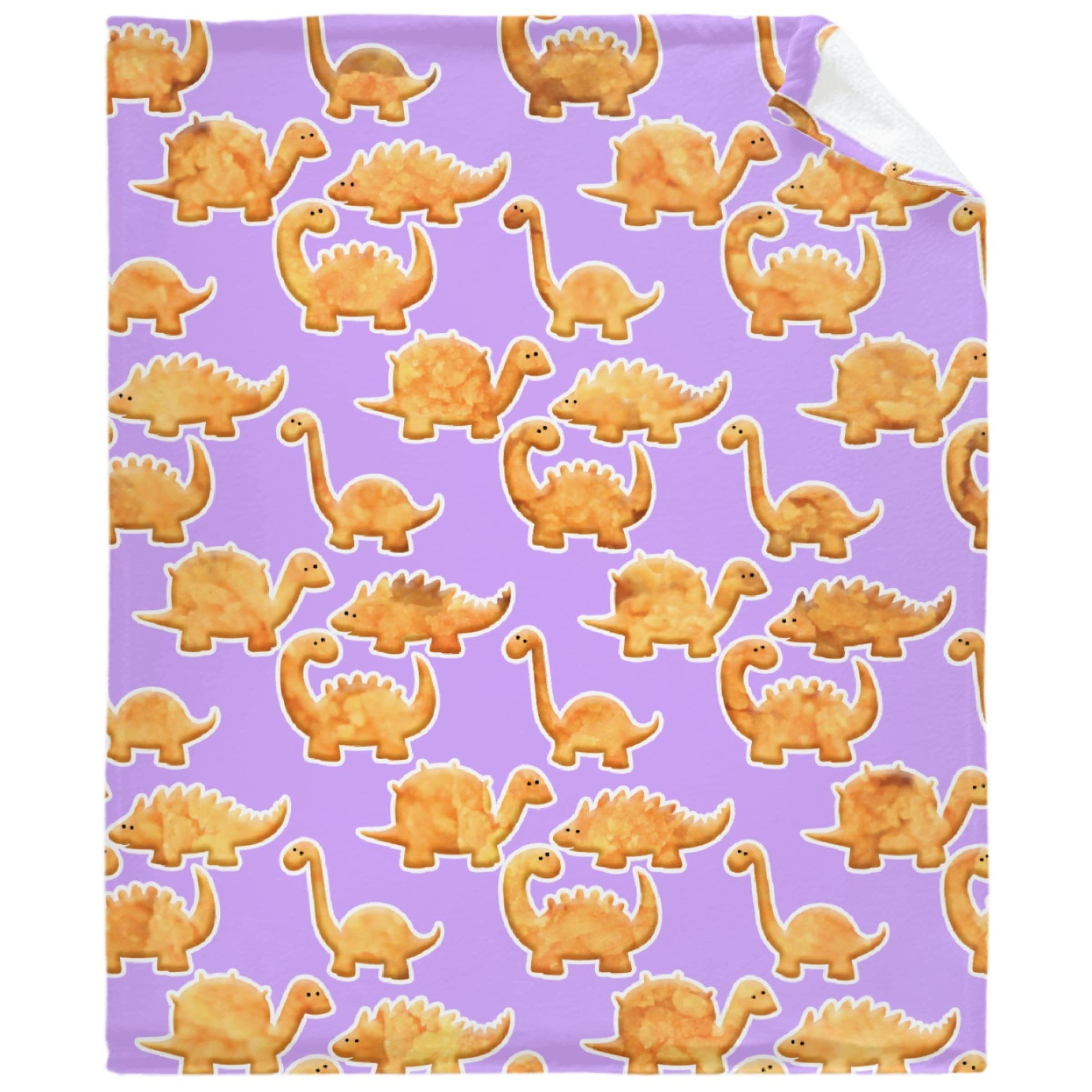 Dinosaur Chicken Nuggets Soft Flannel Throw Blanket - 120