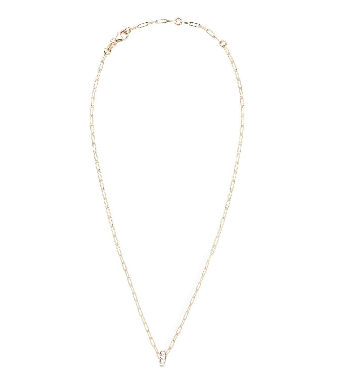 Pave Diamond Edge Heartbeat Super Fine Clip Chain Necklace - Elegant Layering Necklace for Women, Perfect for Valentine's Day, Anniversary & Romantic Occasions