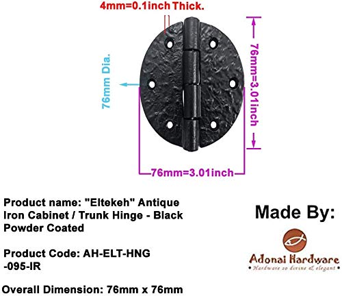 Antique Iron Round Cabinet Hinges - Oil Rubbed Bronze Finish (16 Pack) - Heavy Duty Trunk & Furniture Hardware for Vintage Style Restoration Projects