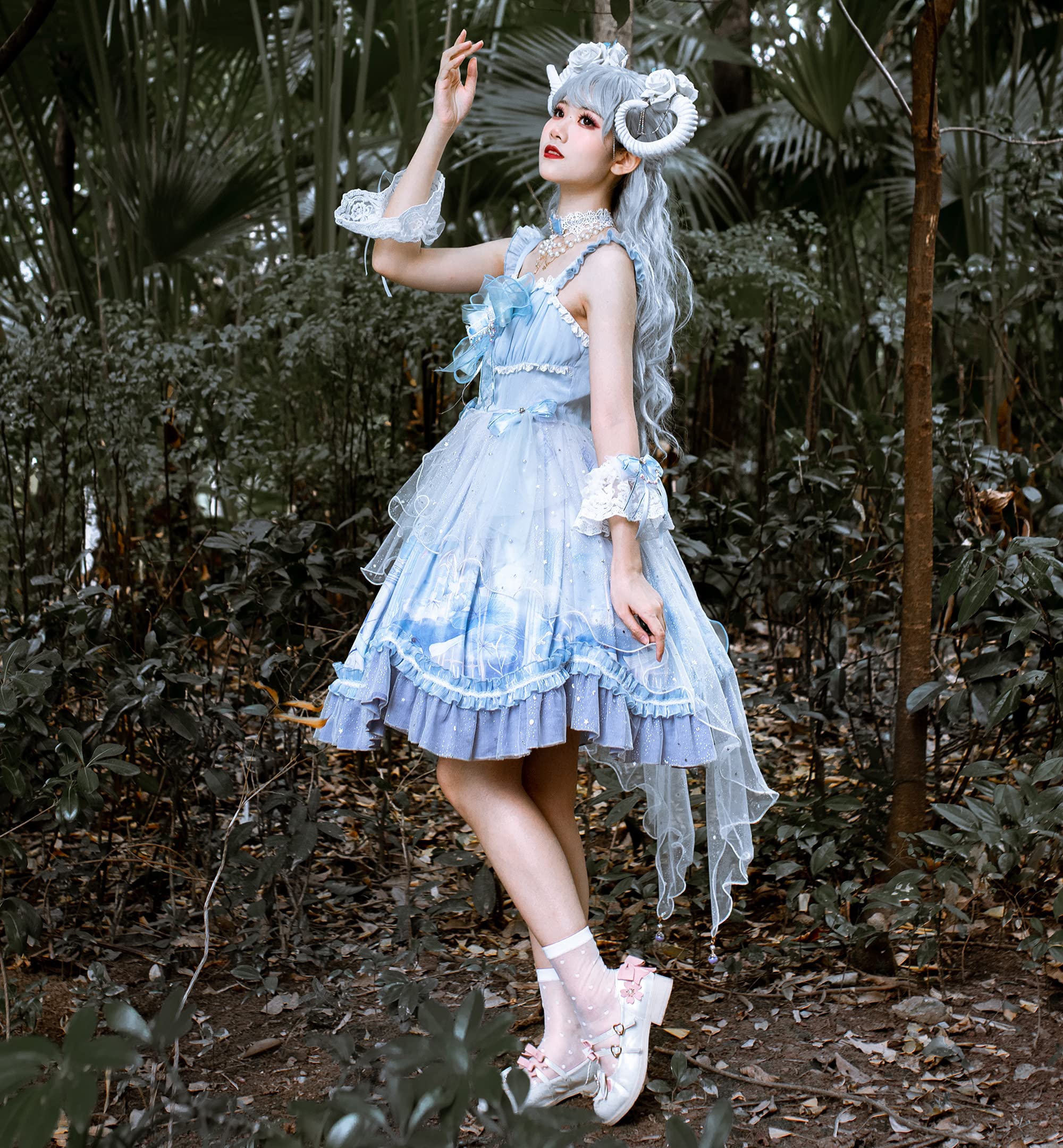 Sweet Lolita Dress for Women - Plus Size Kawaii Gothic Jumper Skirt in Blue | Perfect for Cosplay, Anime Conventions & Gothic Fashion