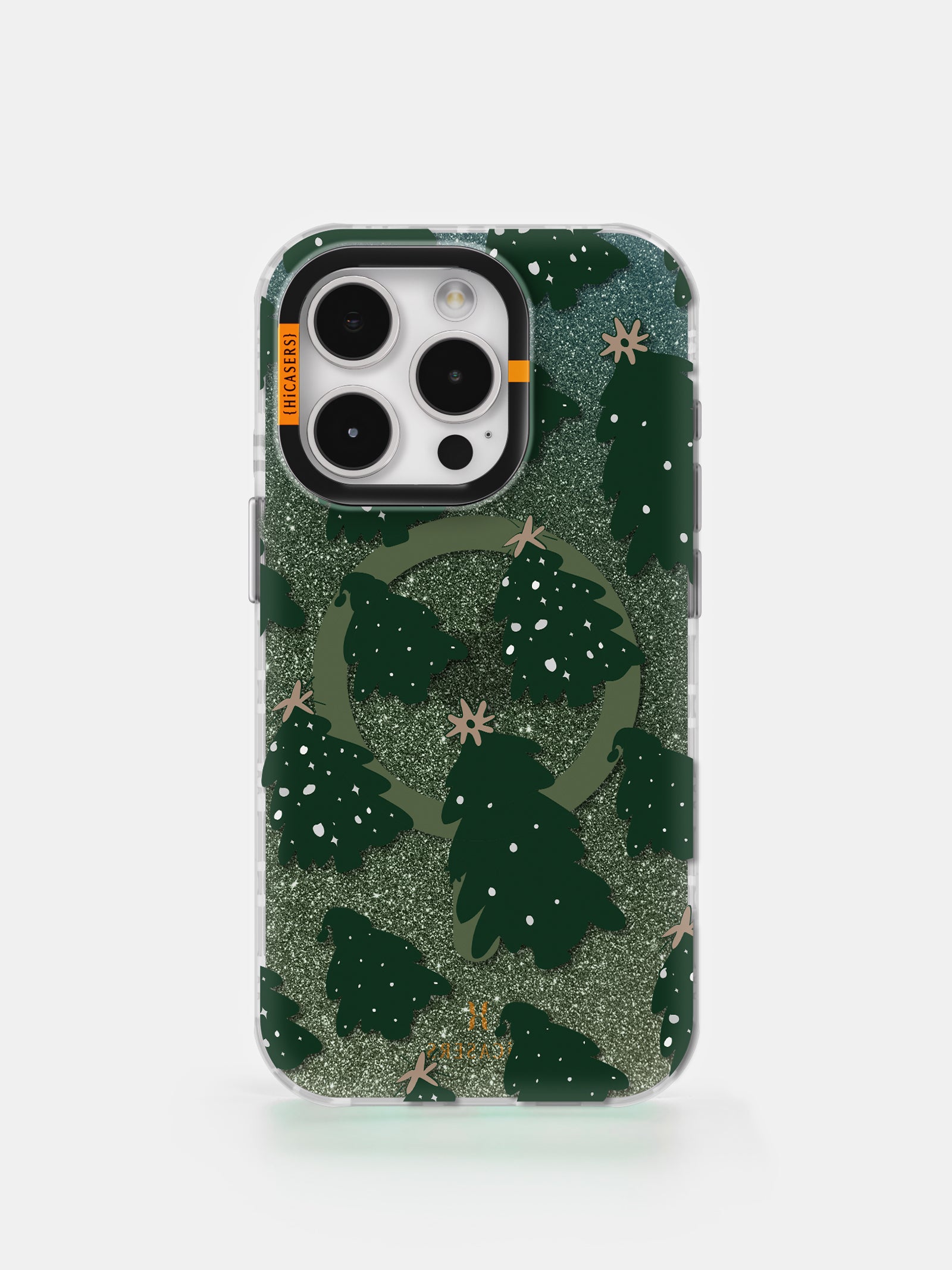 Christmas Tree Pattern Iridescent Phone Case - Deep Green Holiday Design for iPhone & Samsung | Perfect for Festive Gifts & Winter Decorations