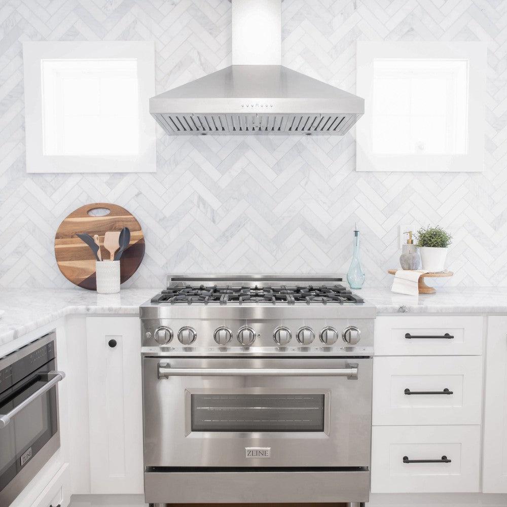ZLINE 30 Inch Convertible Wall Mount Range Hood - Satin Stainless Steel - 8KL3S 30 - Powerful Kitchen Ventilation for Gas Stoves & Cooking Areas