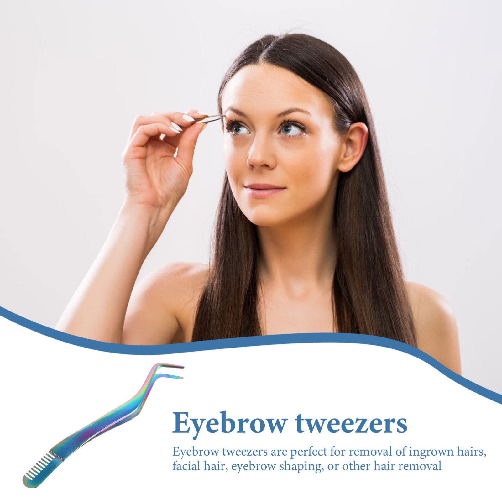 Premium Stainless Steel Eyelash Extension Tweezers Set - 2 in 1 Straight & Curved Lash Applicator Tweezers for Professional Extensions | Durable Makeup Tools for Salon & Home Use