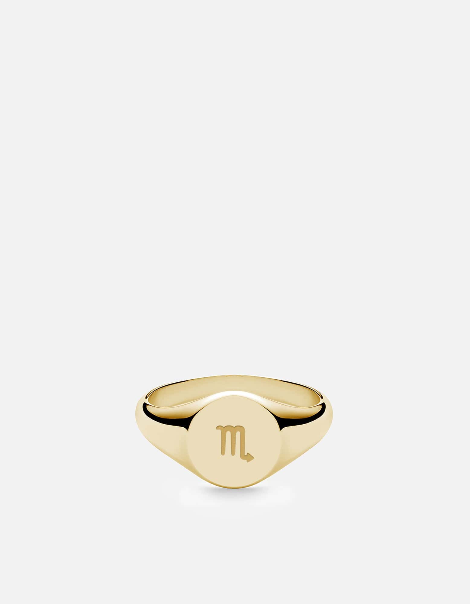 Scorpio Zodiac Signet Ring for Men & Women - 14K Gold Plated Stainless Steel - Perfect for Gifts, Birthdays & Astrology Lovers