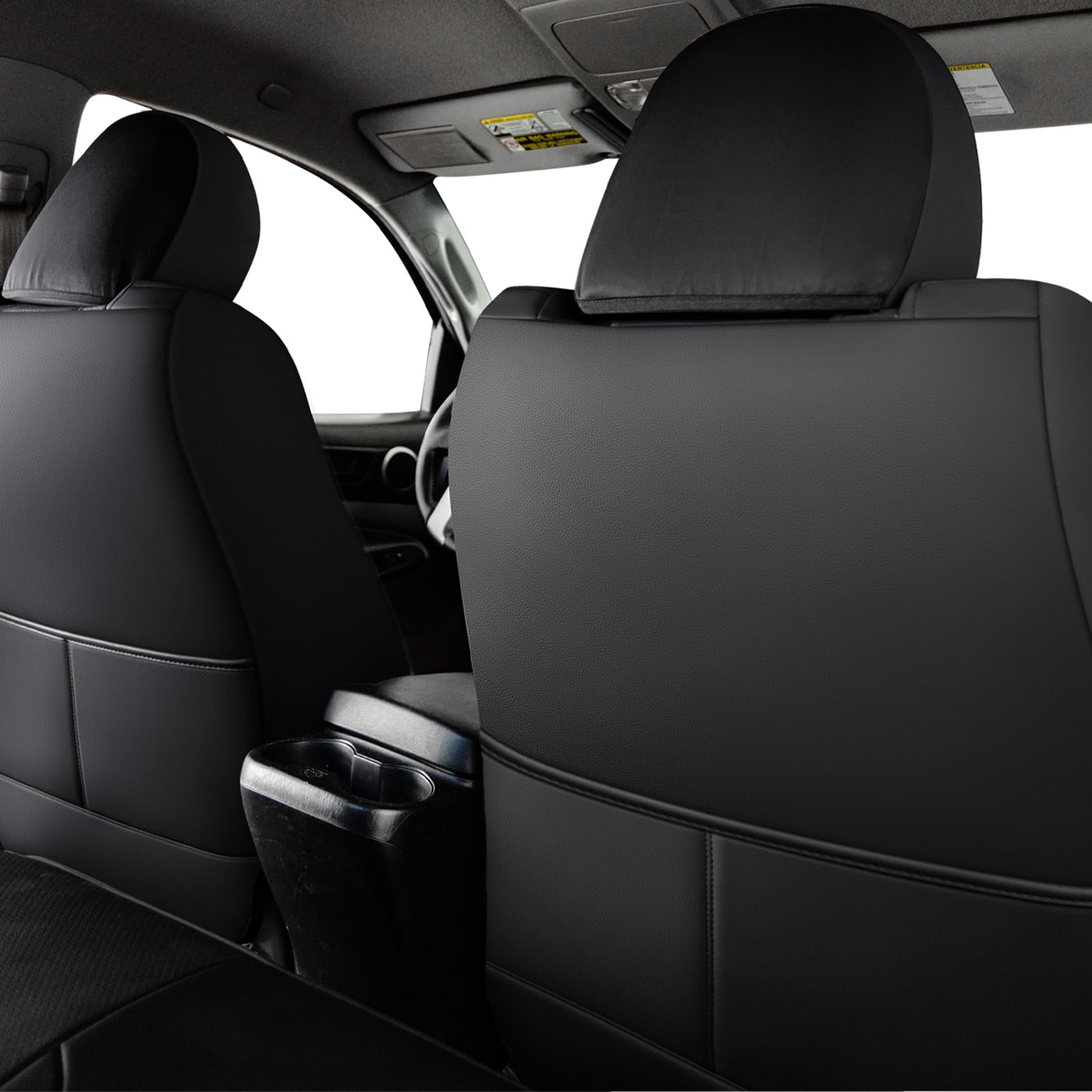 Premium Leather Car Seat Covers for 2005-2023 Toyota Tacoma - Custom Fit Front Seat Protectors for Double/Crew Cab (Black) | Durable & Comfortable Seat Covers for Daily Commute, Road Trips & Off-Road Adventures
