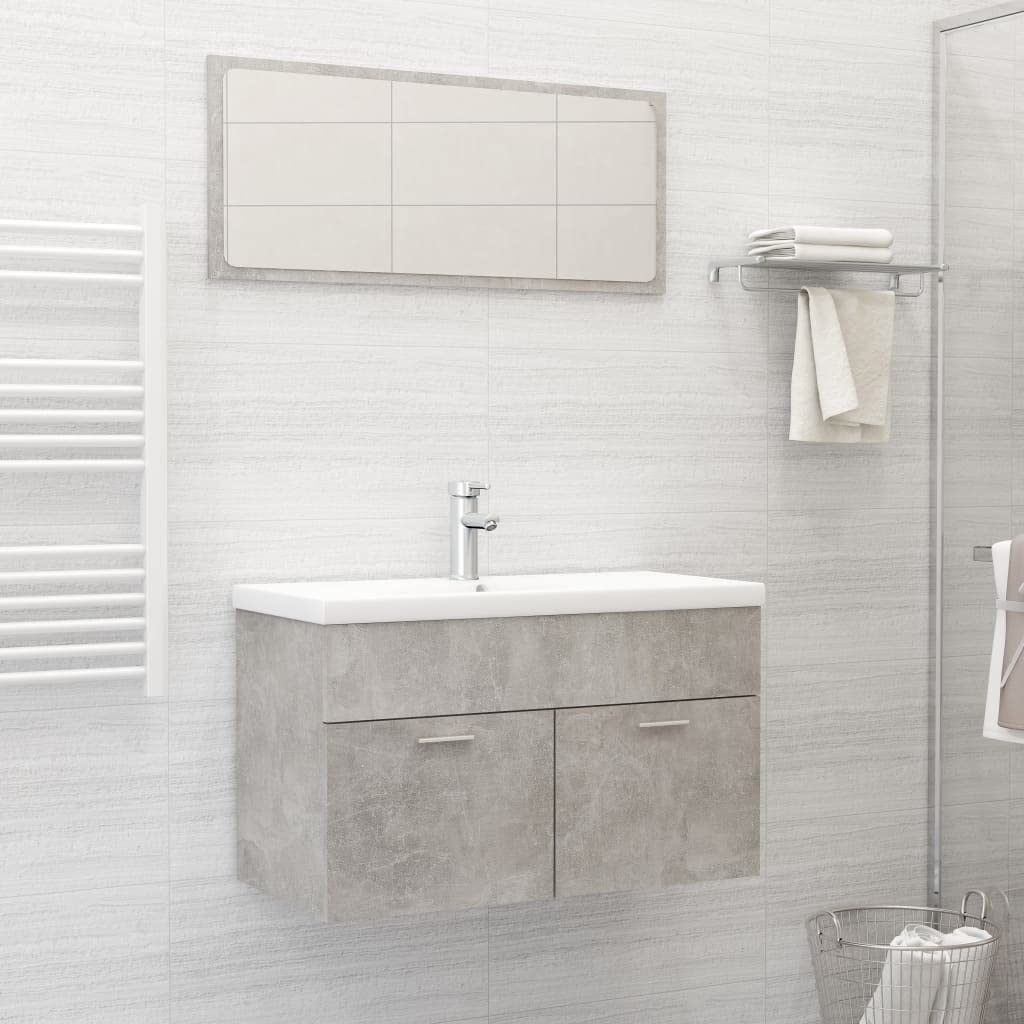 Yeacher 2-Piece Bathroom Vanity Set with Storage, Concrete Gray Chipboard - Modern Space-Saving Solution for Small Bathrooms & Powder Rooms