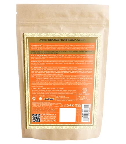 KHADI NATURAL Organic Orange Fruit Peel Powder - Pack of 2 (2x100g) 200g | Exfoliating & Brightening Face Mask | DIY Skincare & Hair Care