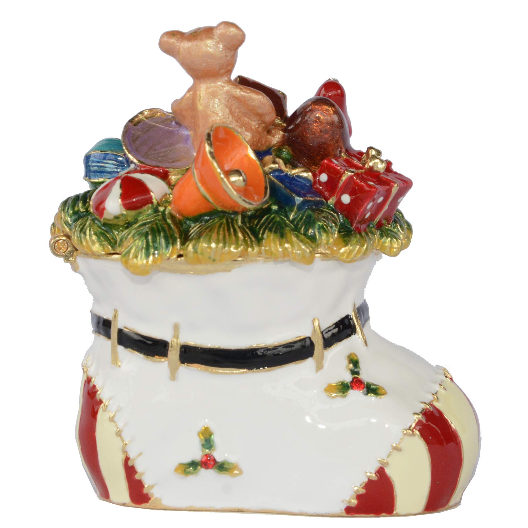 Hand-Painted Christmas Ornament Jewelry Box with Hinged Lid - Holiday Ring & Earring Holder, Decorative Trinket Box for Gifts & Collectibles (Perfect for Christmas Tree Decor, Gift Wrapping & Jewelry Storage)